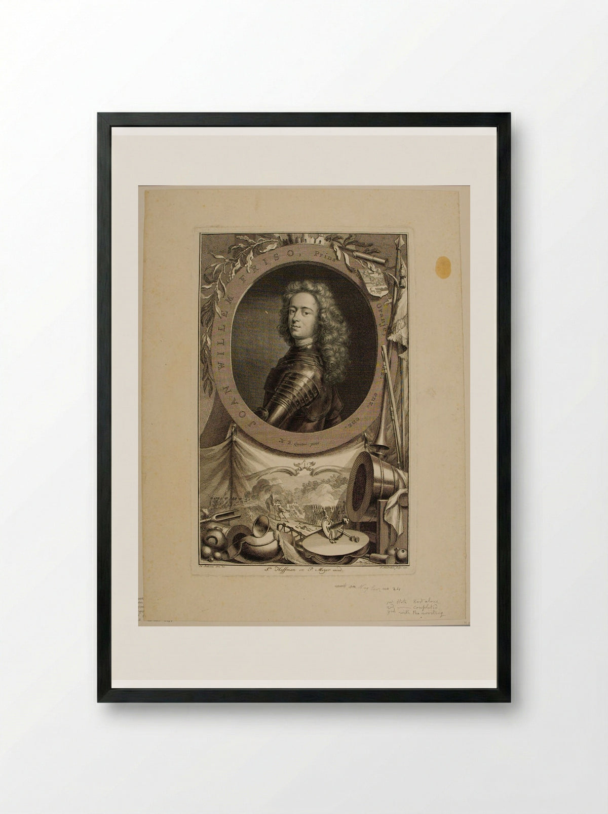 John William Friso, Prince of Orange and Nassau - Jacobus Houbraken - Framed Print Black