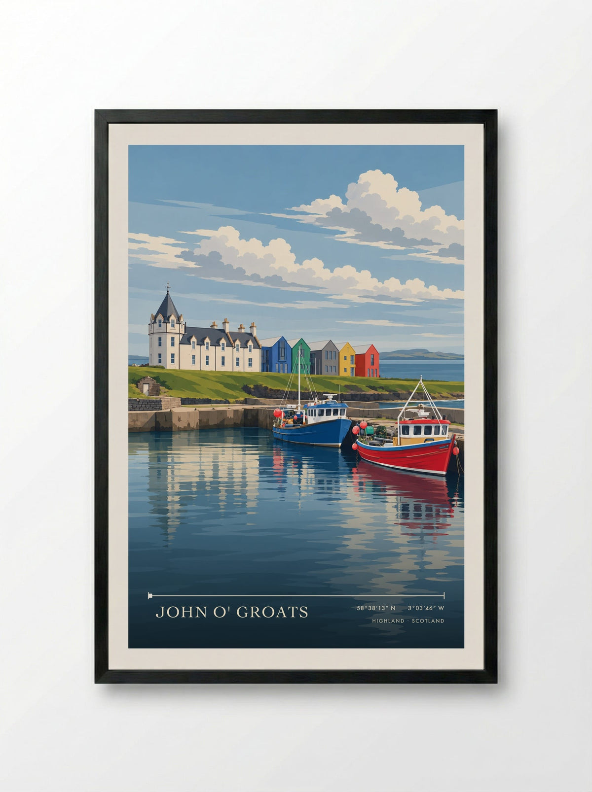 John o' Groats, Highland | Travel Poster - Framed Print Black