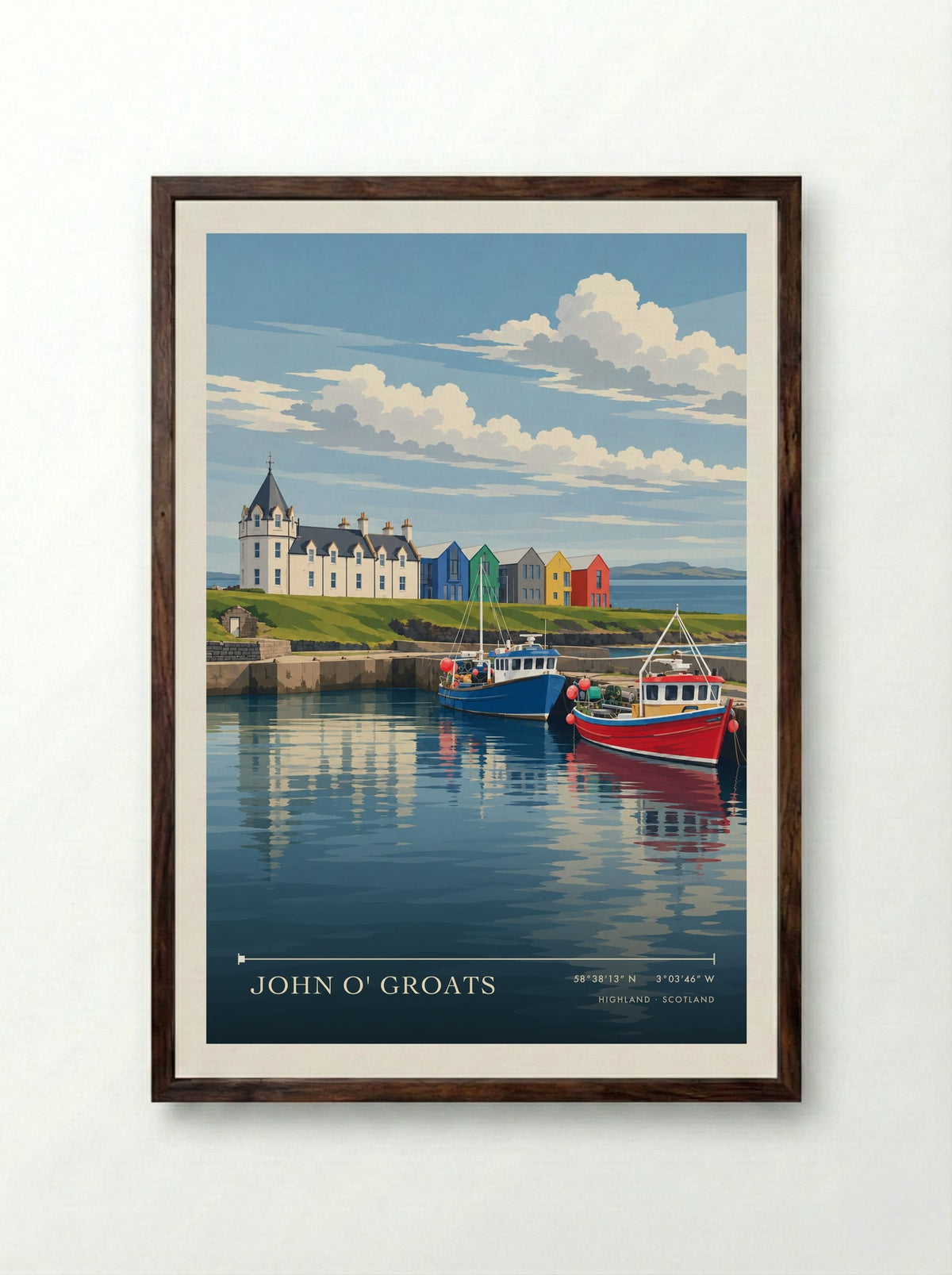 John o' Groats, Highland | Travel Poster - Framed Print Dark Wood