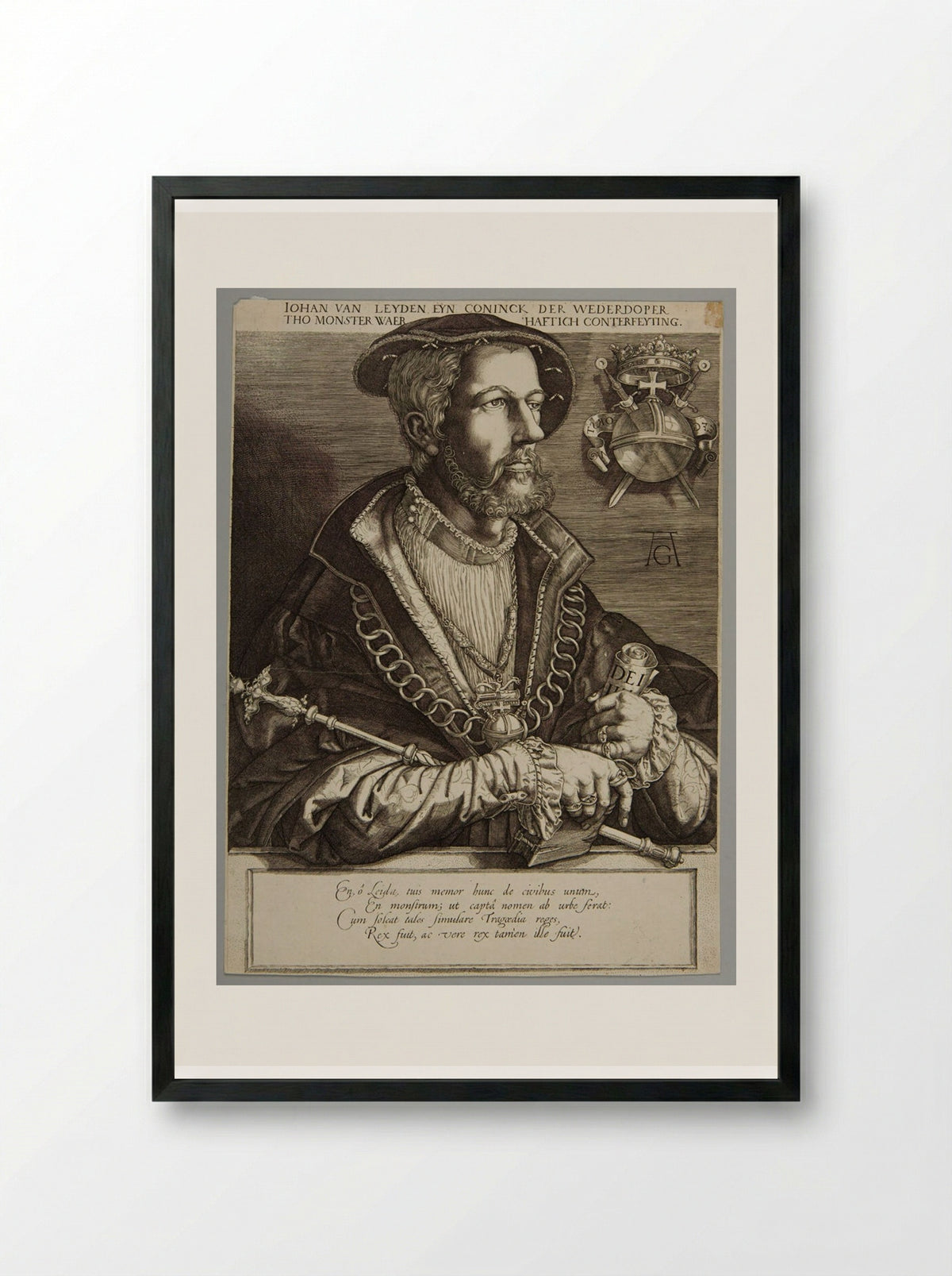 John van Leyden, King of the Anabaptists - Jan Harmensz. Muller - Framed Print Black