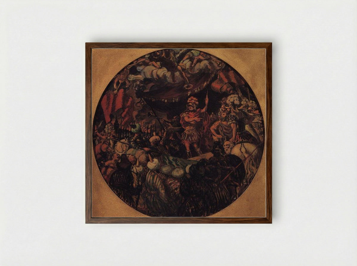 Joining Kazan to Russia. Allegory - Boris Kustodiev - Framed Print Dark Wood