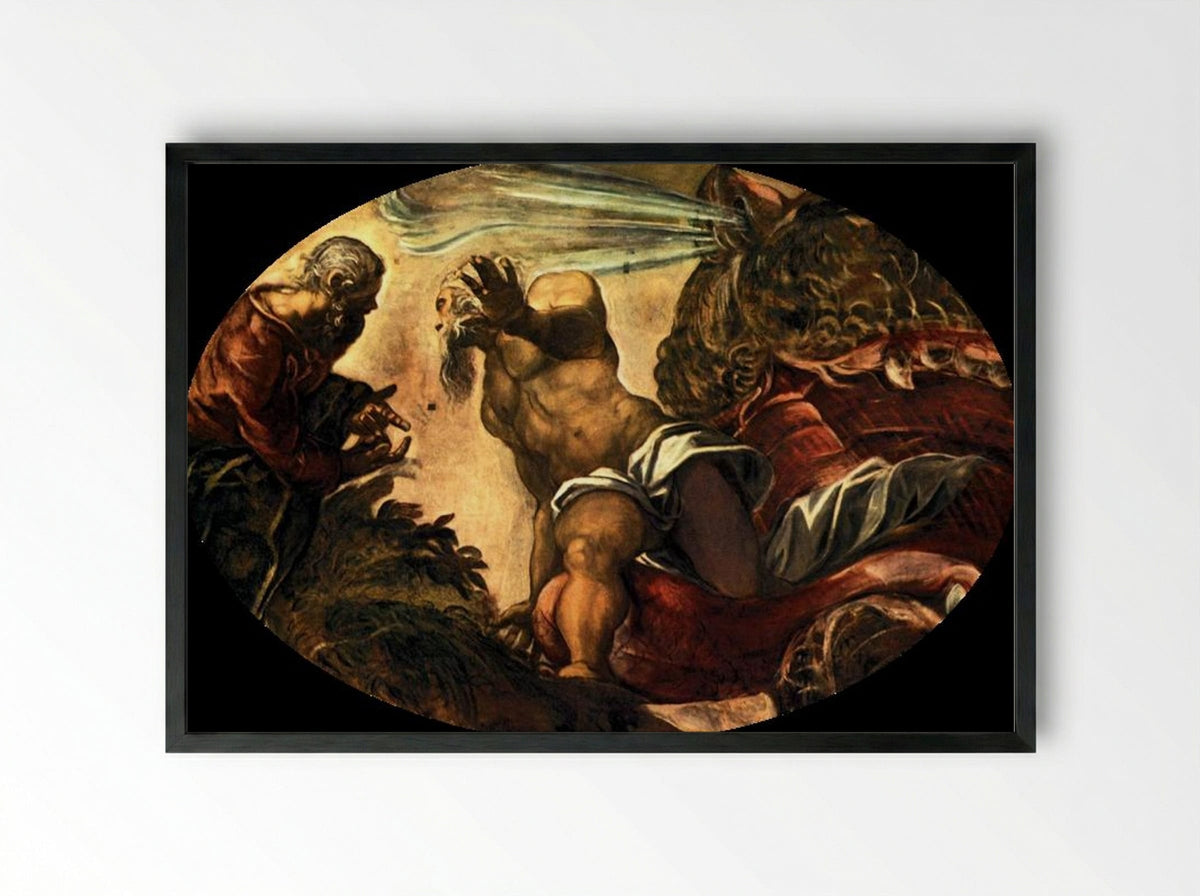 Jonah Cast Up by the Whale - Tintoretto - Framed Print Black