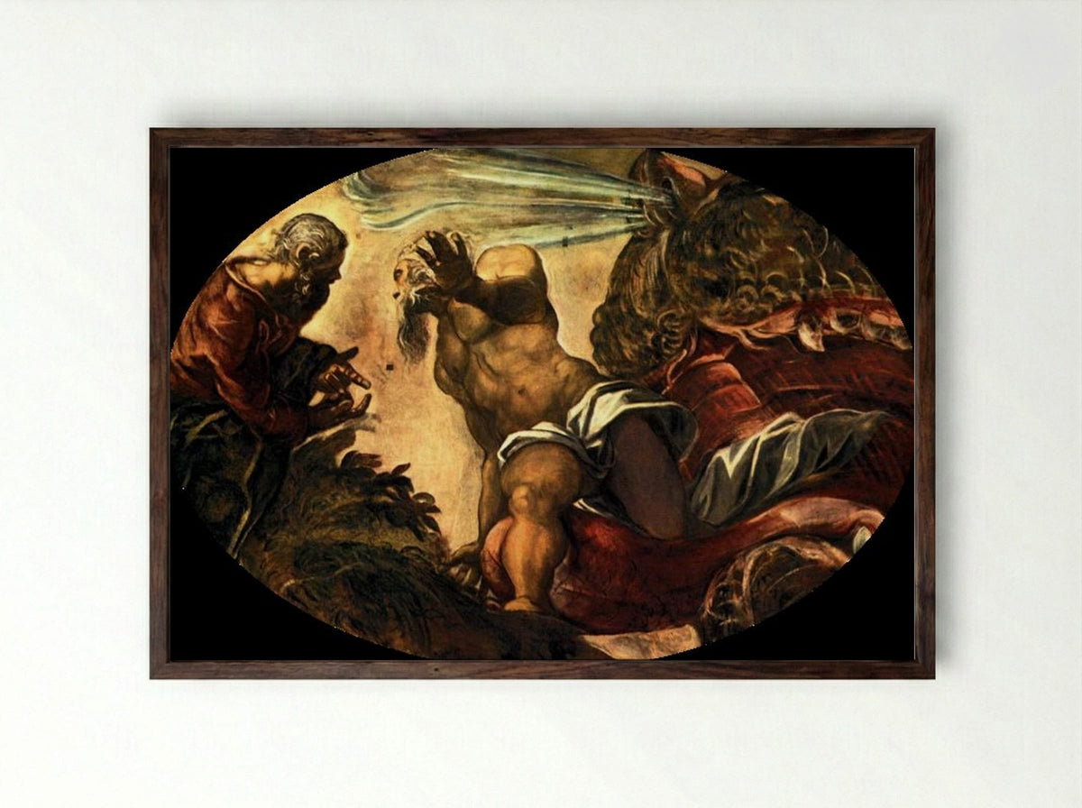 Jonah Cast Up by the Whale - Tintoretto - Framed Print Dark Wood
