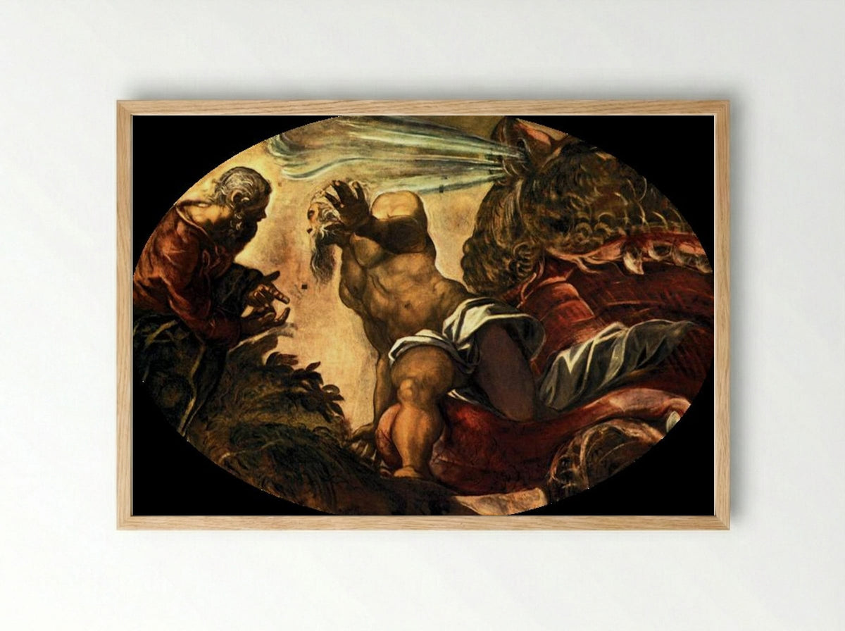 Jonah Cast Up by the Whale - Tintoretto - Framed Print Wood