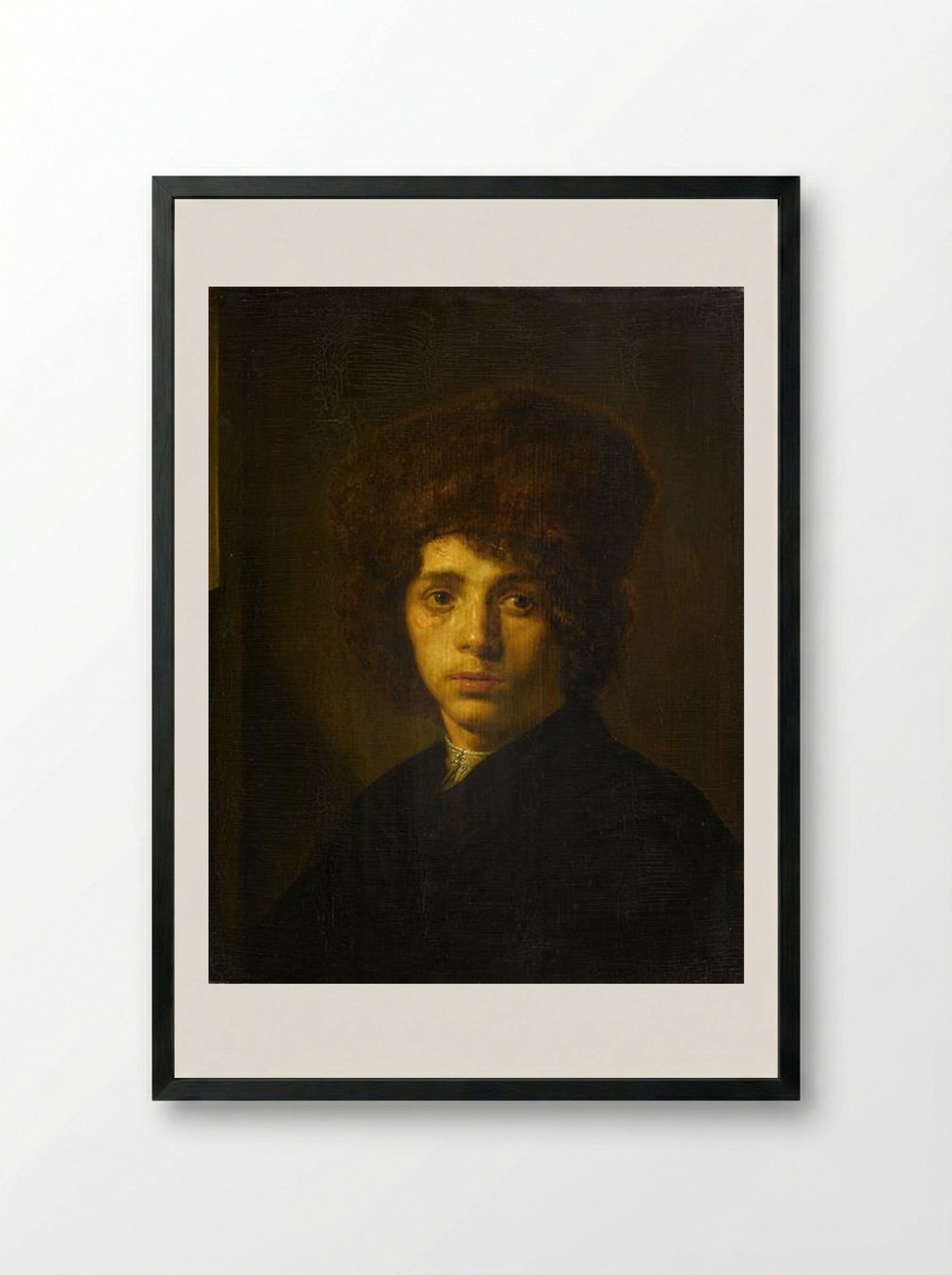 Jonge man met bontmuts - David Bailly - Framed Print Black