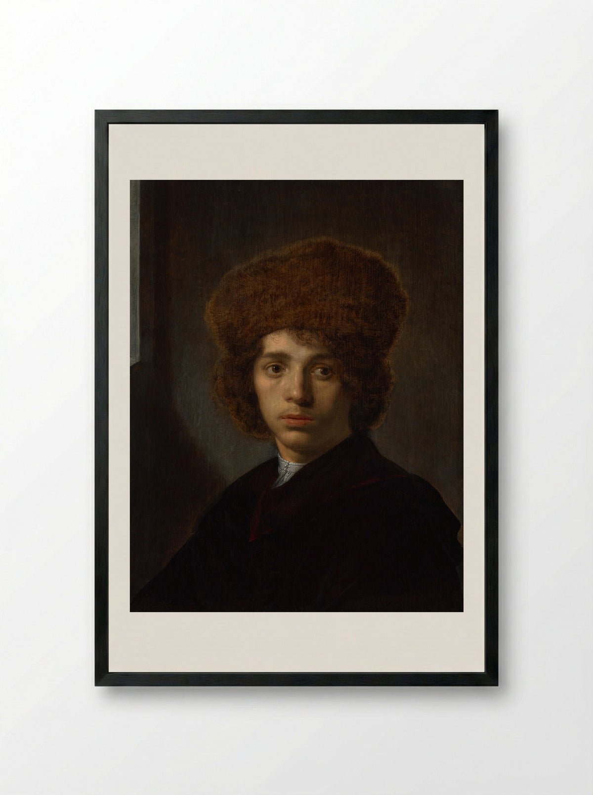 Jonge man met bontmuts - David Bailly - Framed Print Black