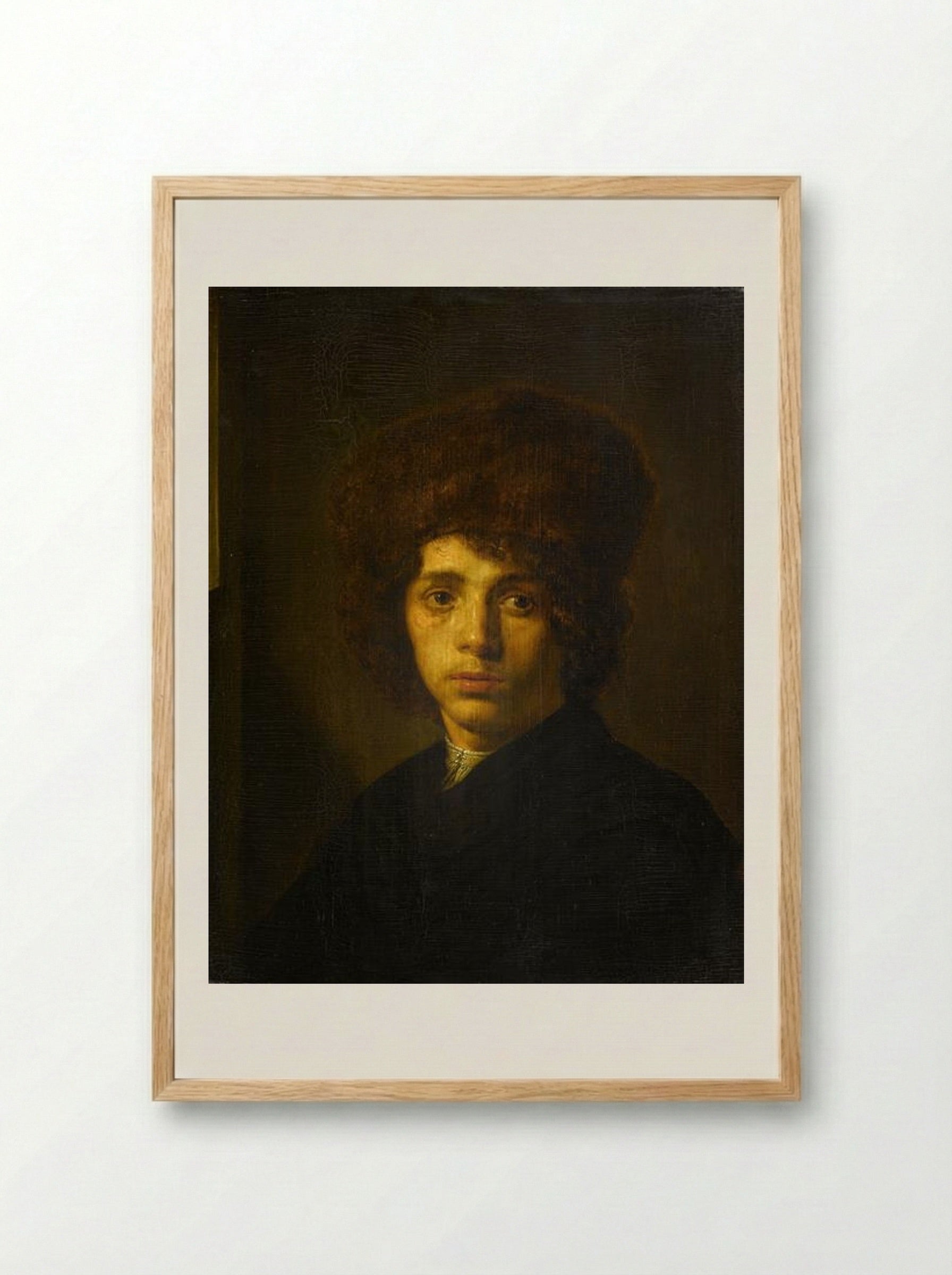 Jonge man met bontmuts - David Bailly - Framed Print Wood