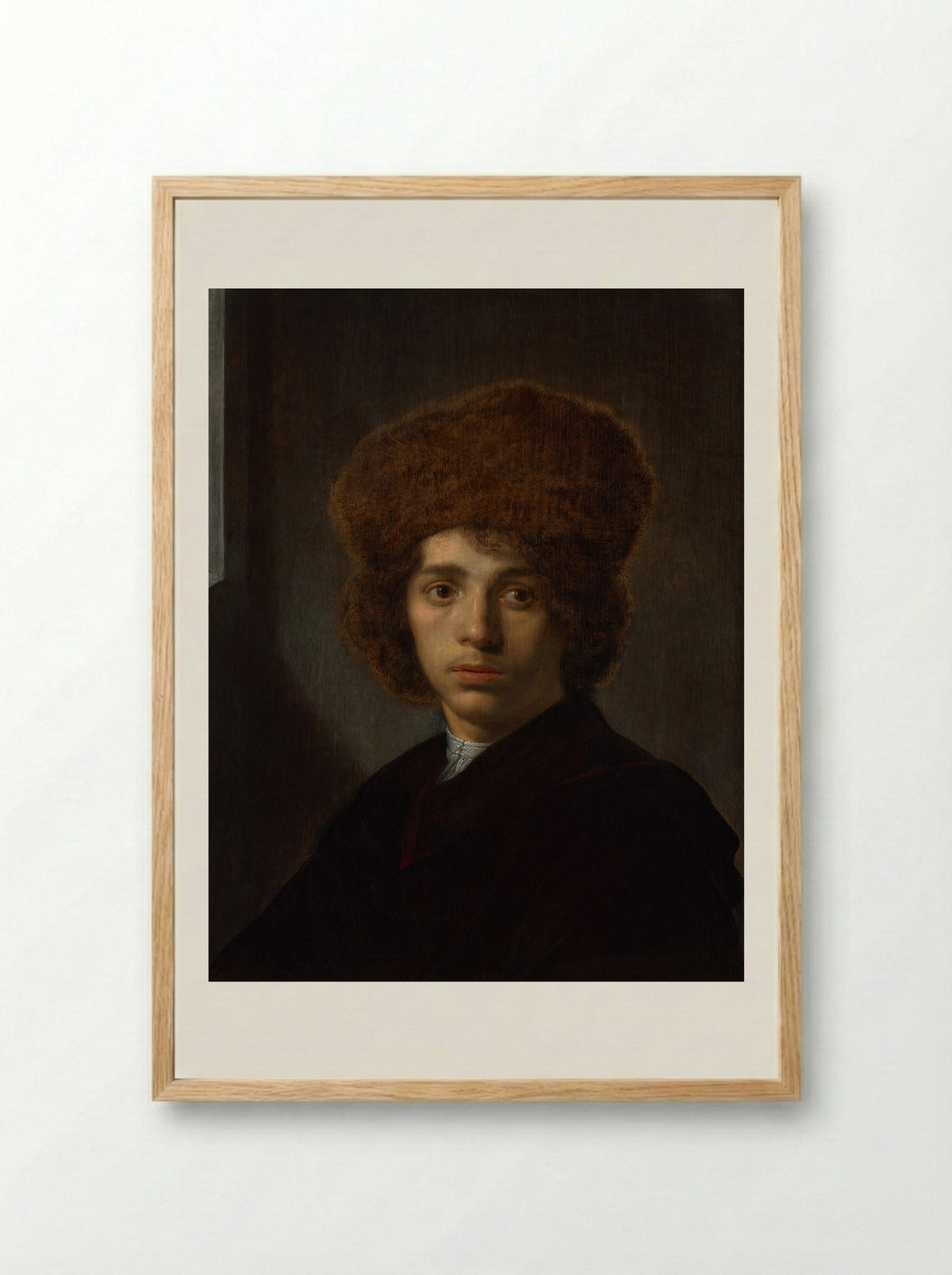 Jonge man met bontmuts - David Bailly - Framed Print Wood