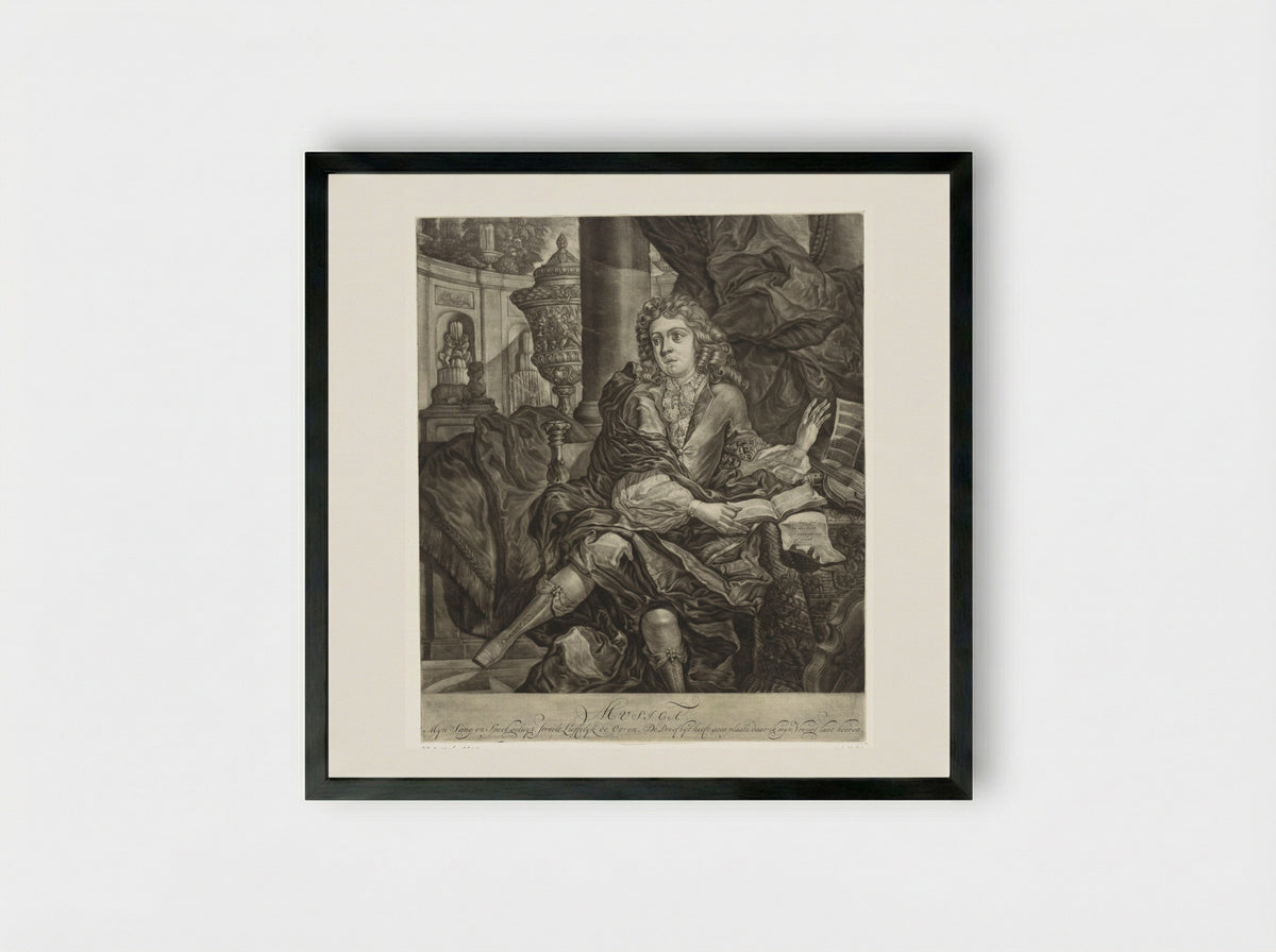 Jonge man met muziekinstrumenten - Arnoud van Halen - Framed Print Black