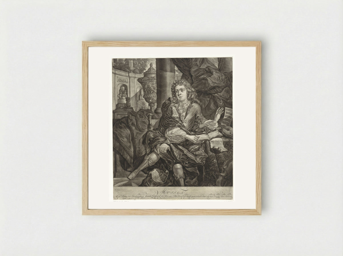 Jonge man met muziekinstrumenten - Arnoud van Halen - Framed Print Wood