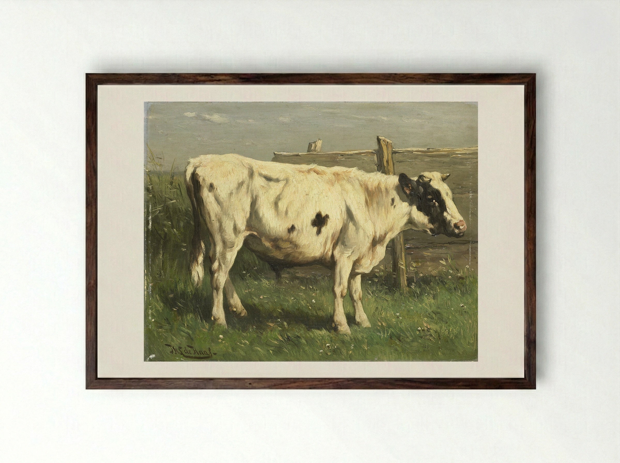 Jonge stier (Young Bull) - Johannes Hubertus Leonardus de Haas - Framed Print Dark Wood