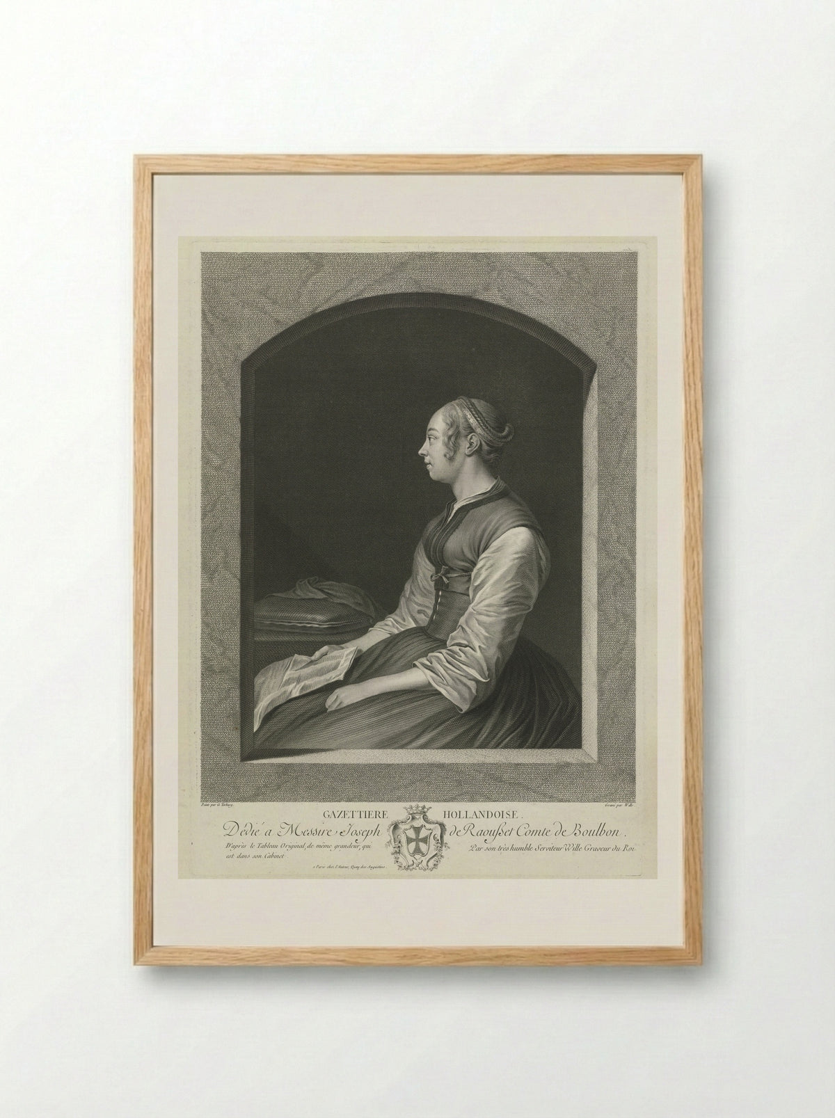 Jonge vrouw in bed met liefdespijn - Gesina ter Borch - Framed Print Wood