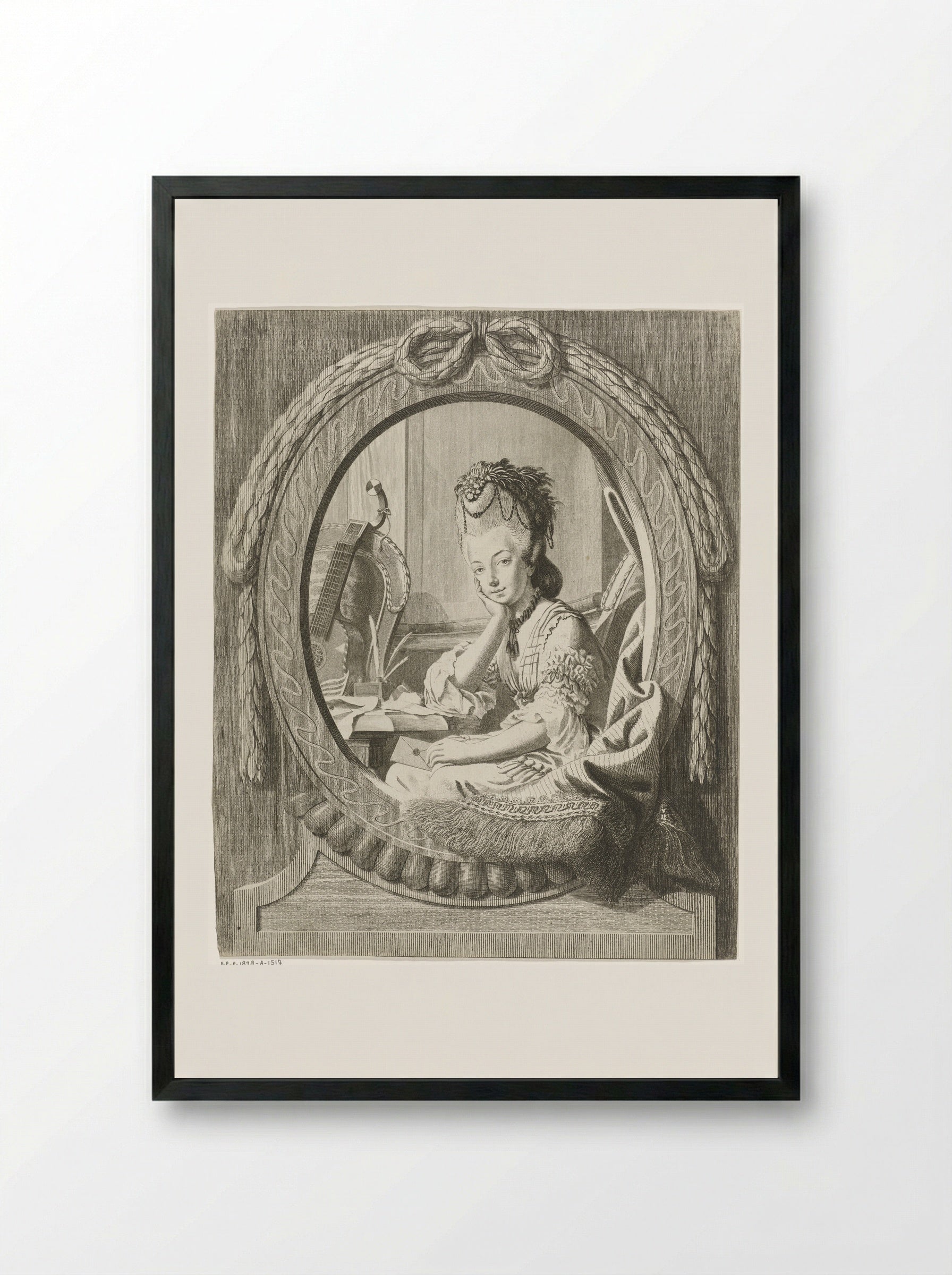 Jonge vrouw met een brief - Theodorus de Roode - Framed Print Black