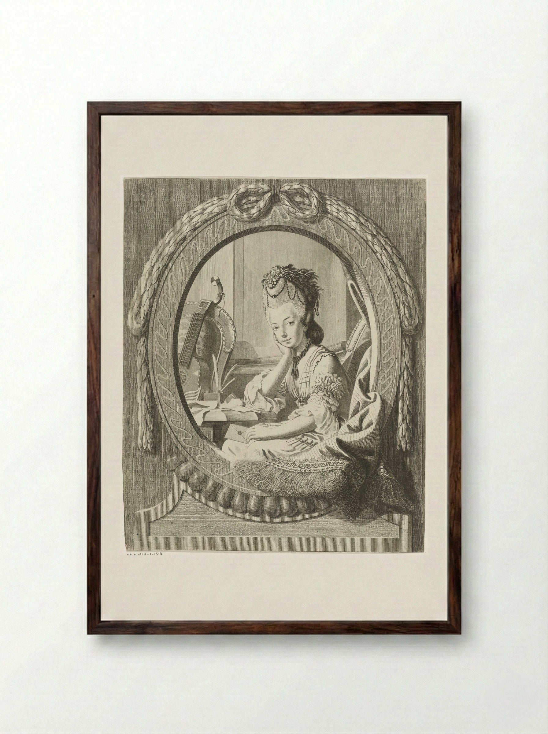 Jonge vrouw met een brief - Theodorus de Roode - Framed Print Dark Wood
