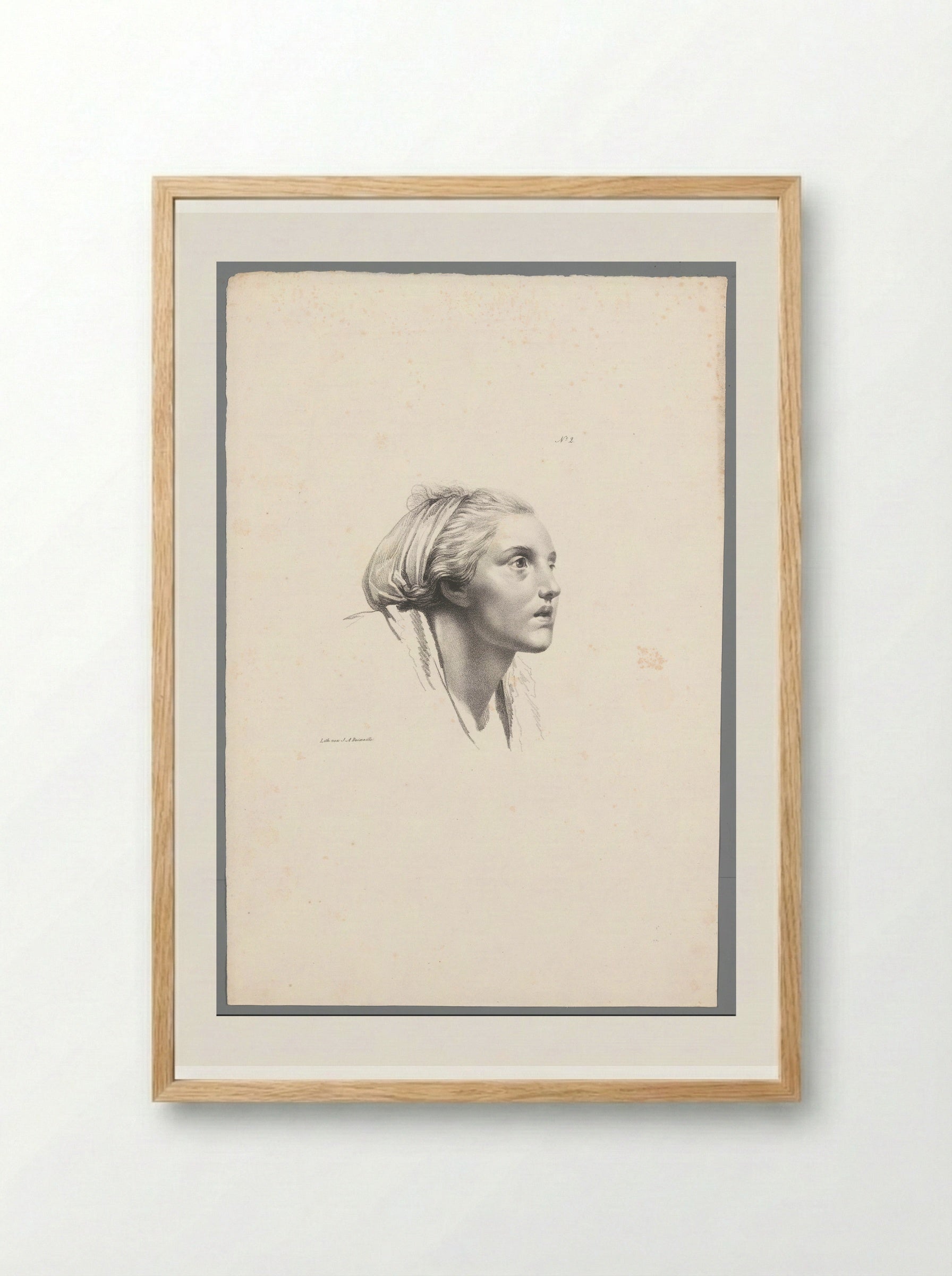 Jonge vrouw met hoofddoek - Jean Augustin Daiwaille - Framed Print Wood