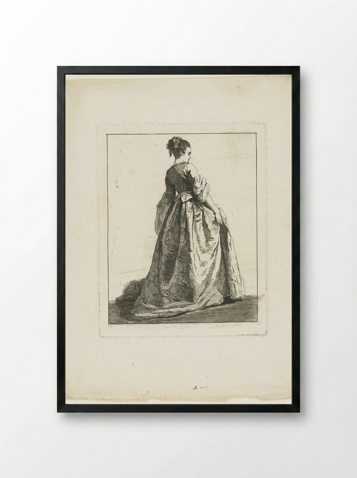 Jonge vrouw op de rug gezien - Michel Barthélémy Ollivier - Framed Print Black