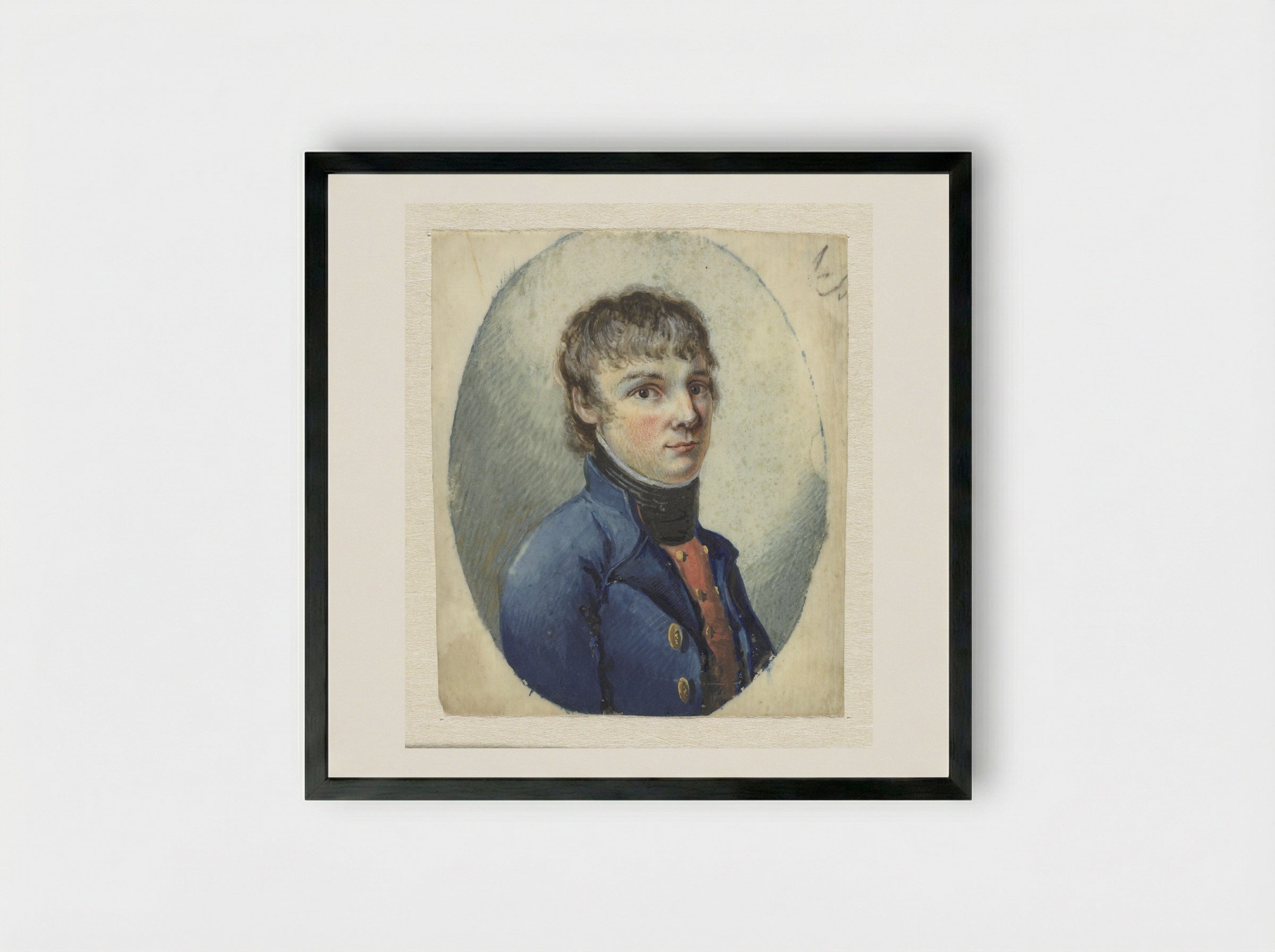 Jongeman in officierskostuum, driekwart naar rechts - Pieter Gerardus van Os - Framed Print Black