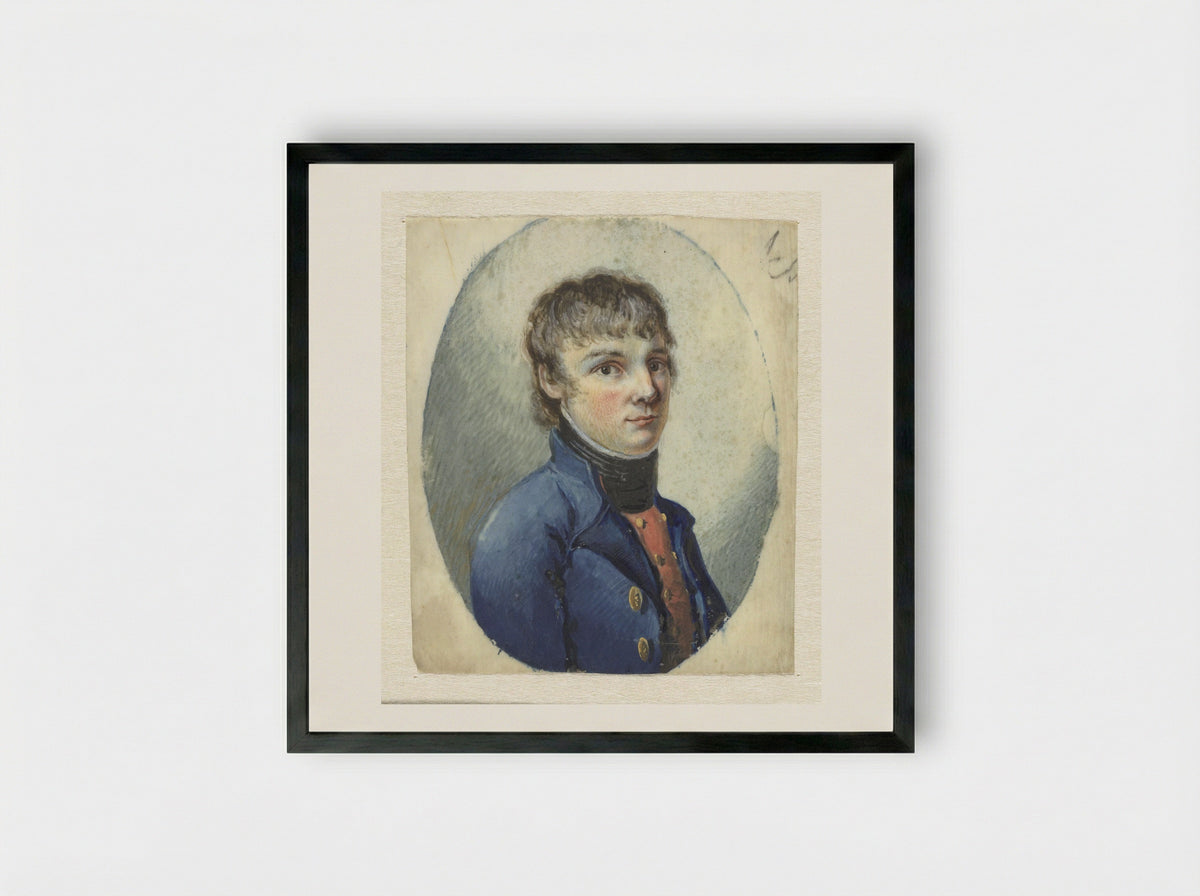 Jongeman in officierskostuum, driekwart naar rechts - Pieter Gerardus van Os - Framed Print Black