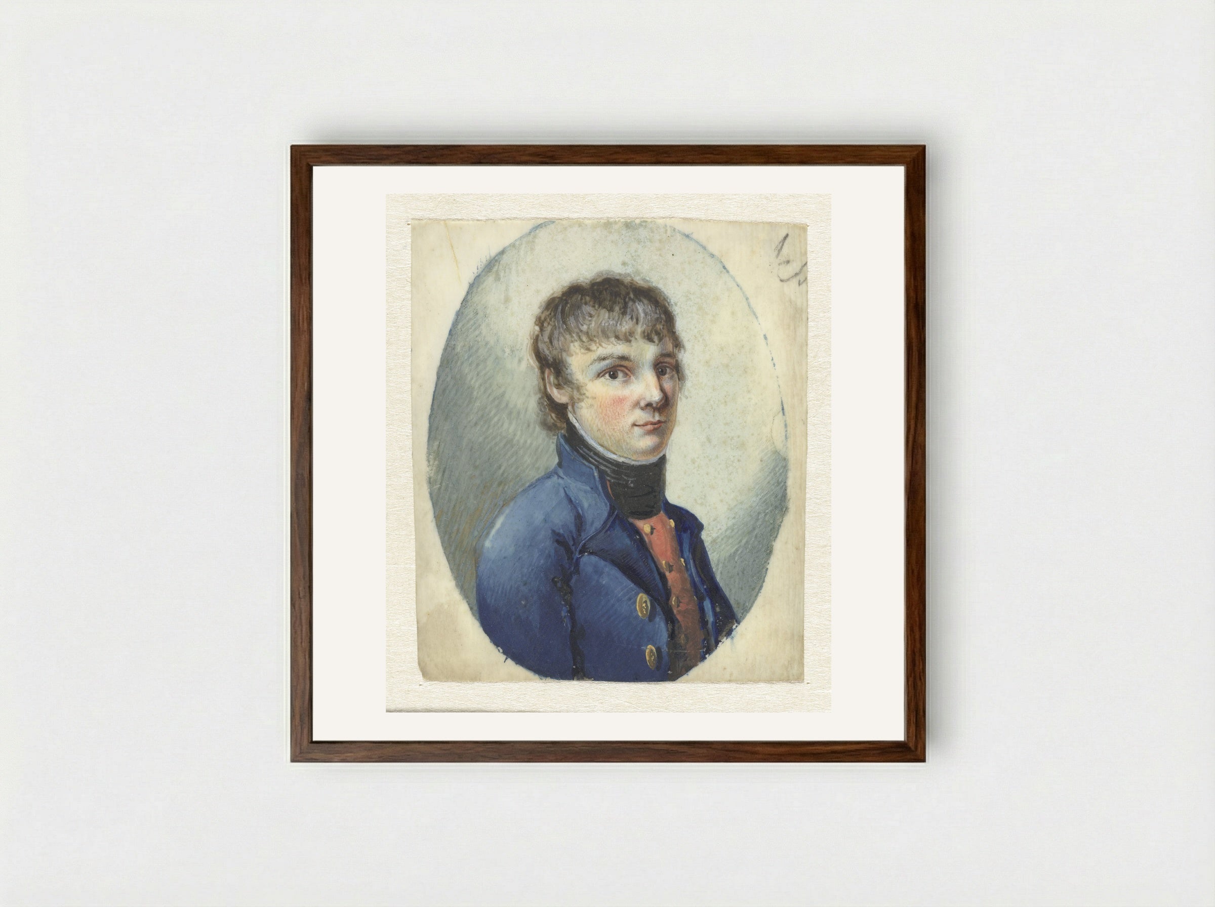 Jongeman in officierskostuum, driekwart naar rechts - Pieter Gerardus van Os - Framed Print Dark Wood
