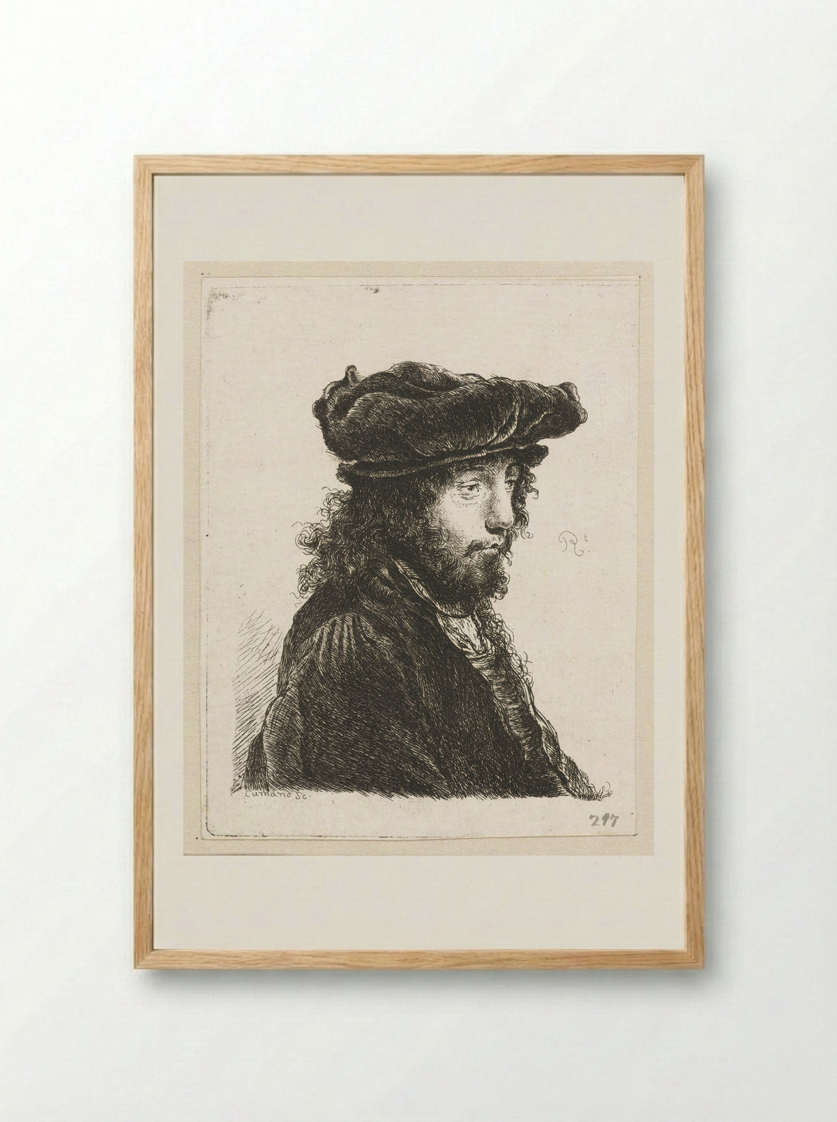 Jongeman met baard en pet - Constantino Cumano - Framed Print Wood