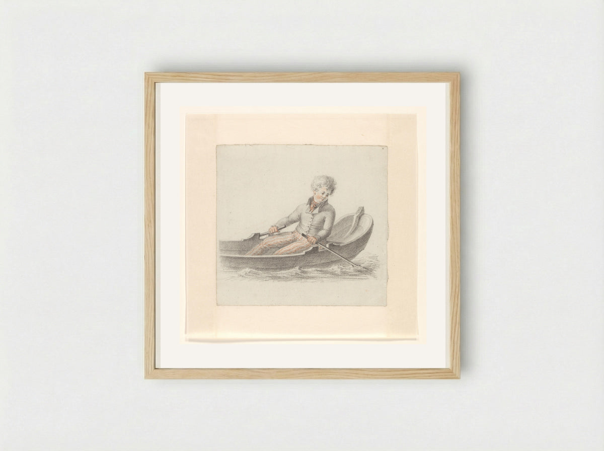 Jongen in een roeiboot - Johannes van Reijn - Framed Print Wood