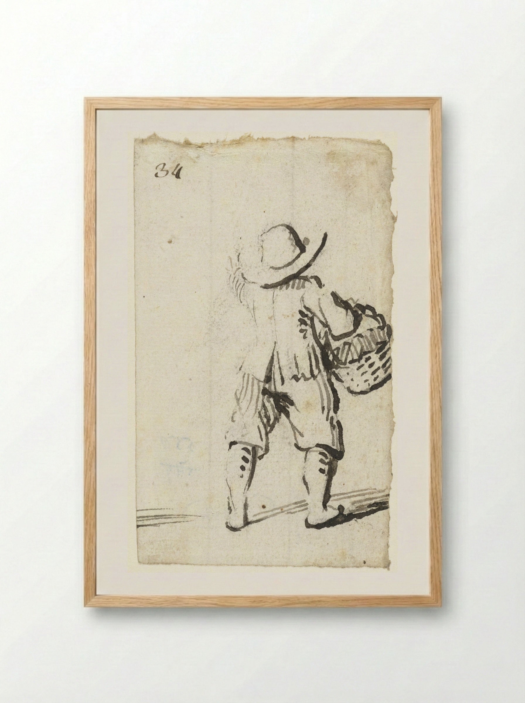 Jongen met een mand aan zijn arm - Harmen ter Borch - Framed Print Wood