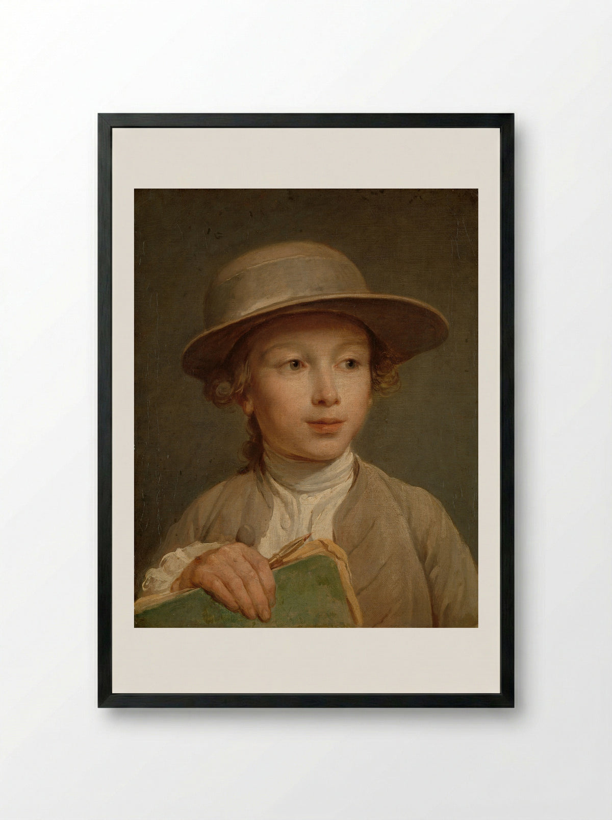 Jongen met een tekenboek - Nicolas Bernard Lépicié - Framed Print Black