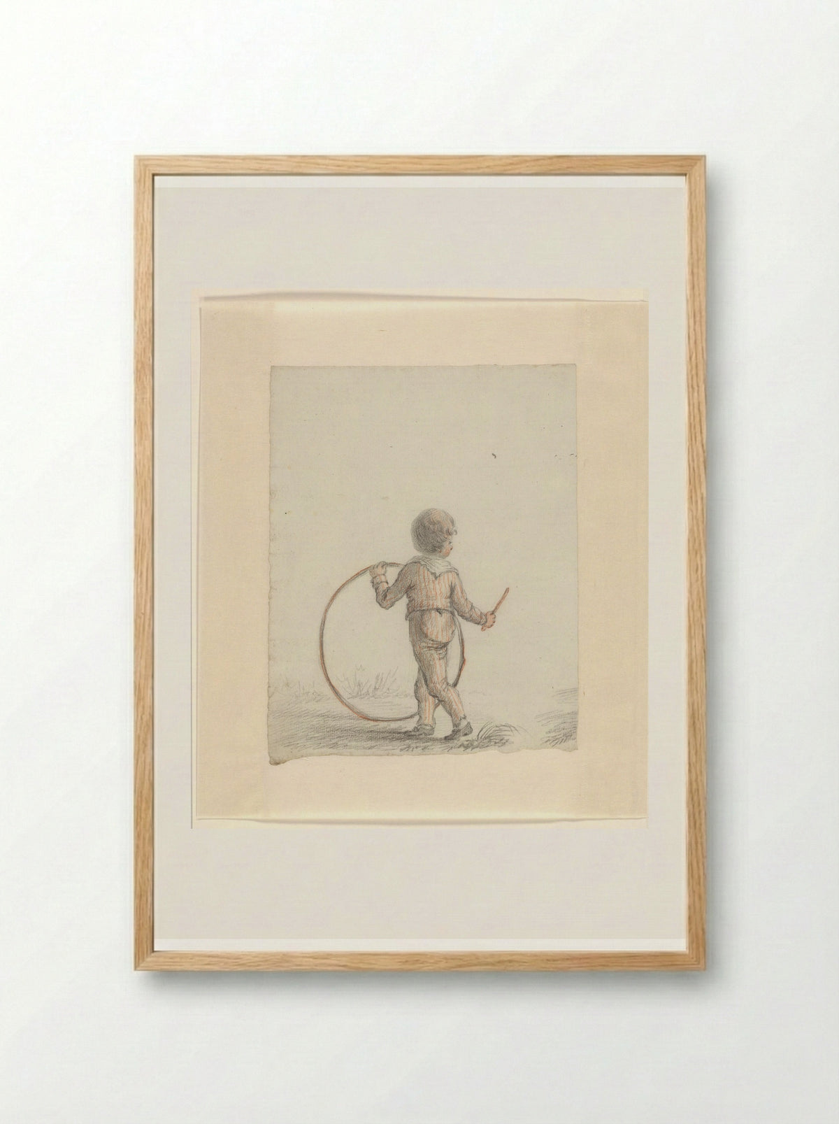 Jongen met hoepel (Boy with Hoop) - Johannes van Reijn - Framed Print Wood
