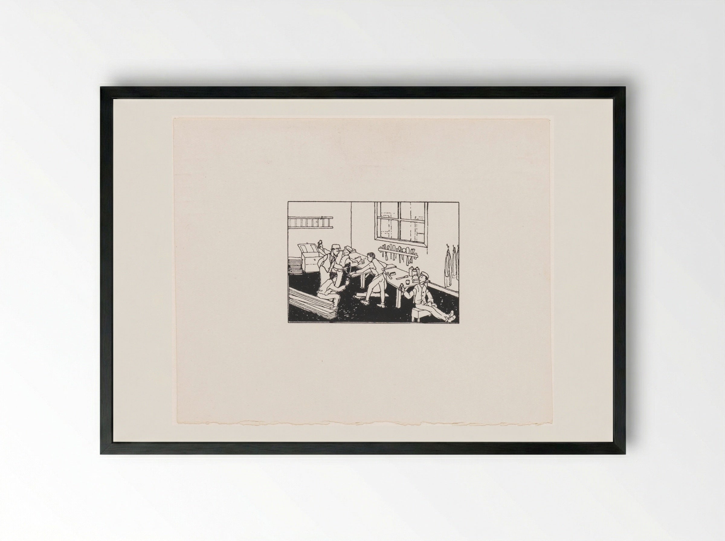 Jongens bij een werkbank - Julie de Graag - Framed Print Black