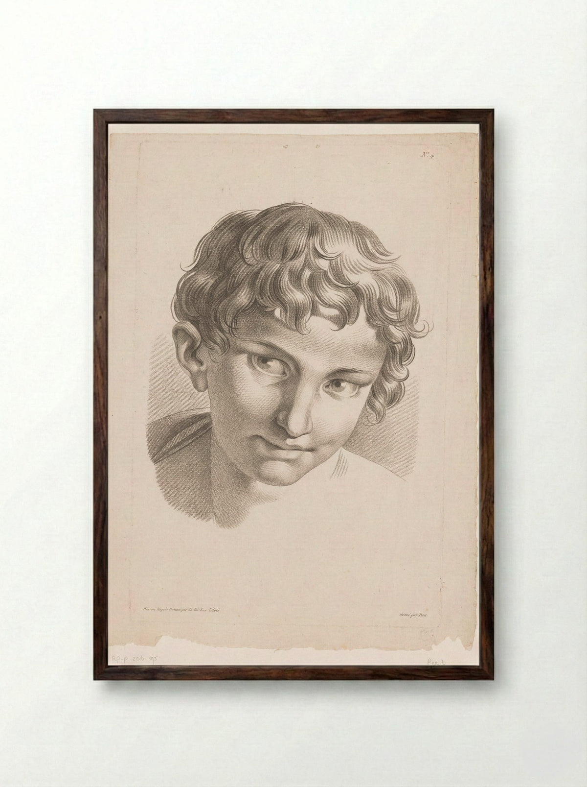 Jongenshoofd (Head of a Boy) - Mondhare & Jean - Framed Print Dark Wood