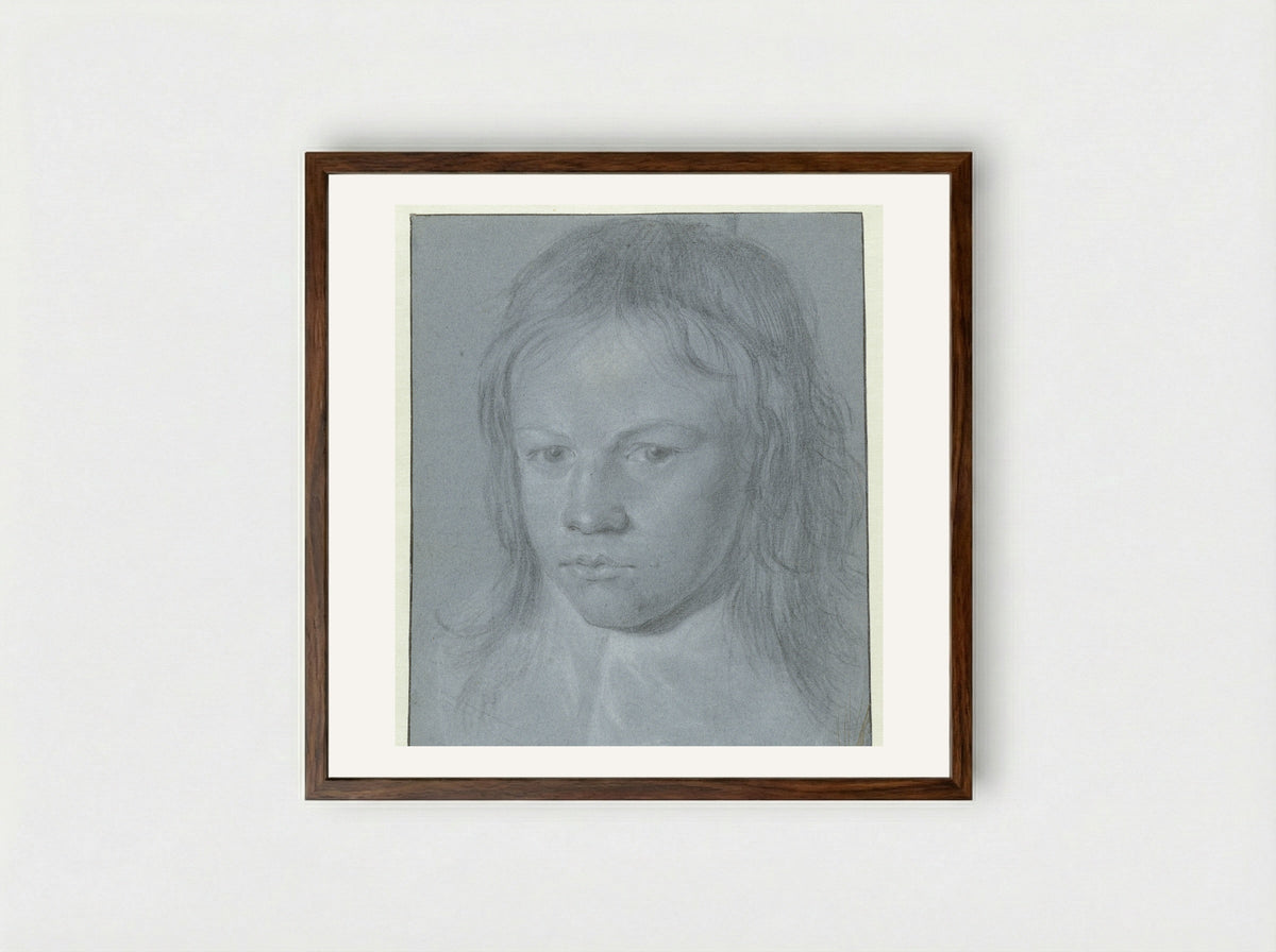 Jongenskop (Head of a Boy) - Abraham Toorenvliet - Framed Print Dark Wood