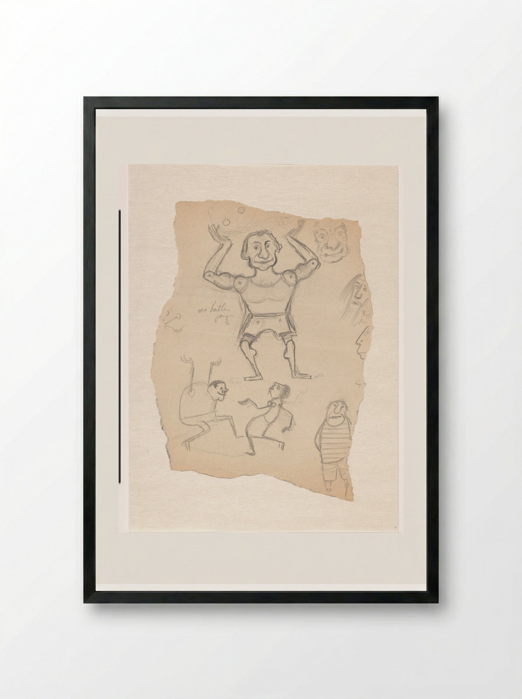 Jonglerende man, een dansend paar en een staande figuur - Willem Westbroek - Framed Print Black