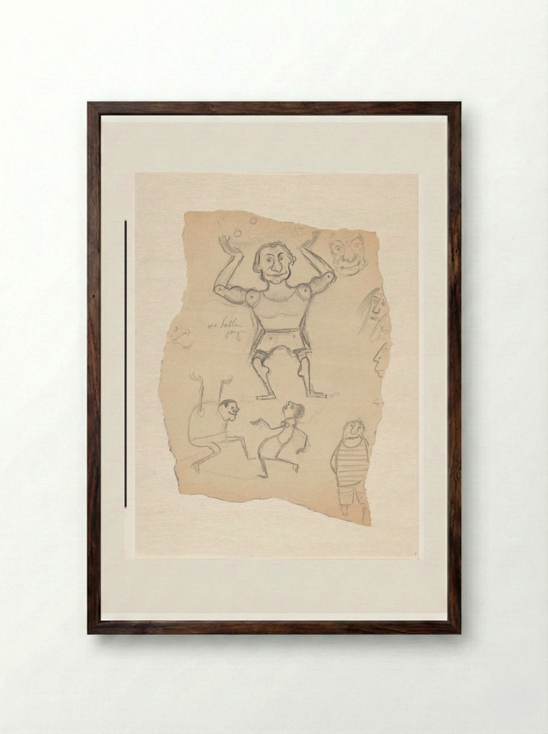 Jonglerende man, een dansend paar en een staande figuur - Willem Westbroek - Framed Print Dark Wood