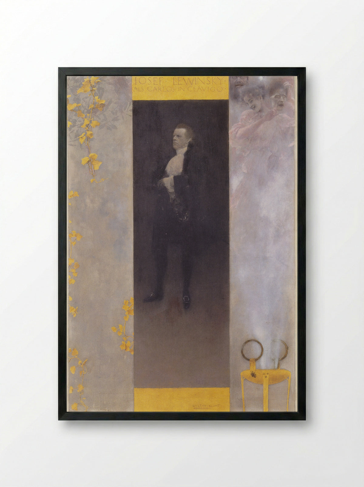Josef Lewinsky as Carlos in Clavigo - Gustav Klimt - Framed Print Black
