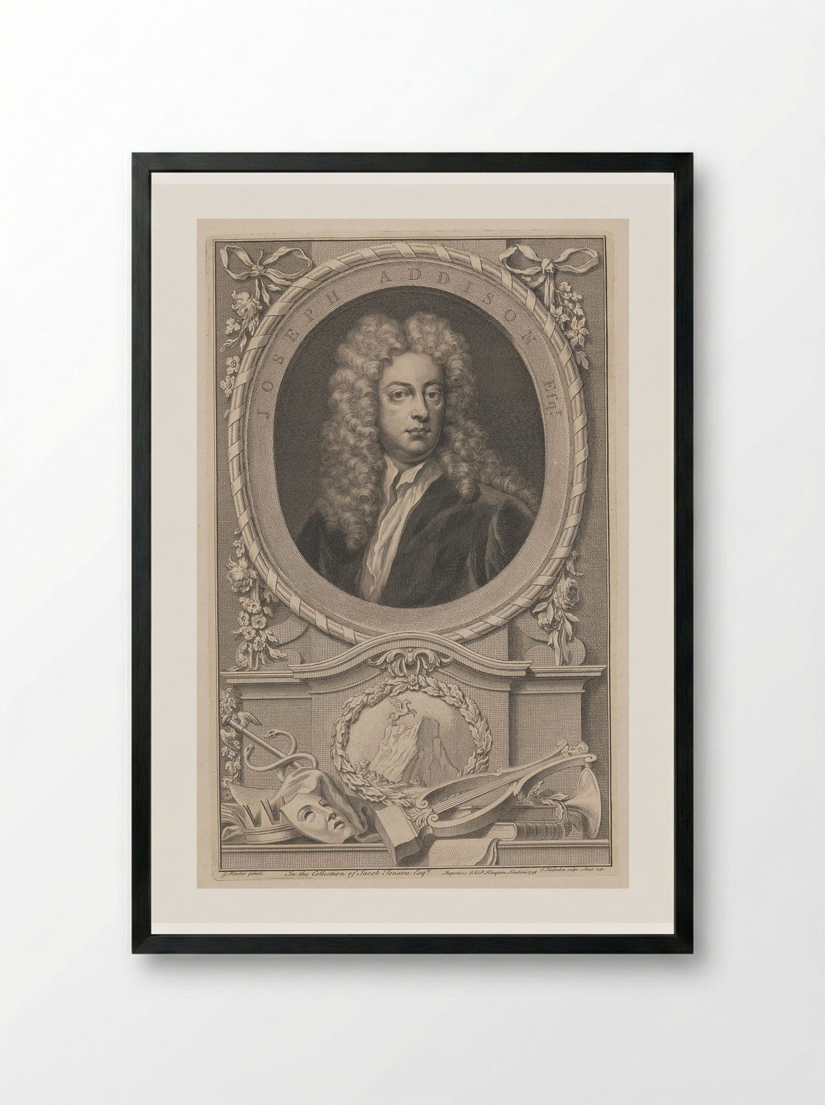 Joseph Addison - Jacobus Houbraken - Framed Print Black