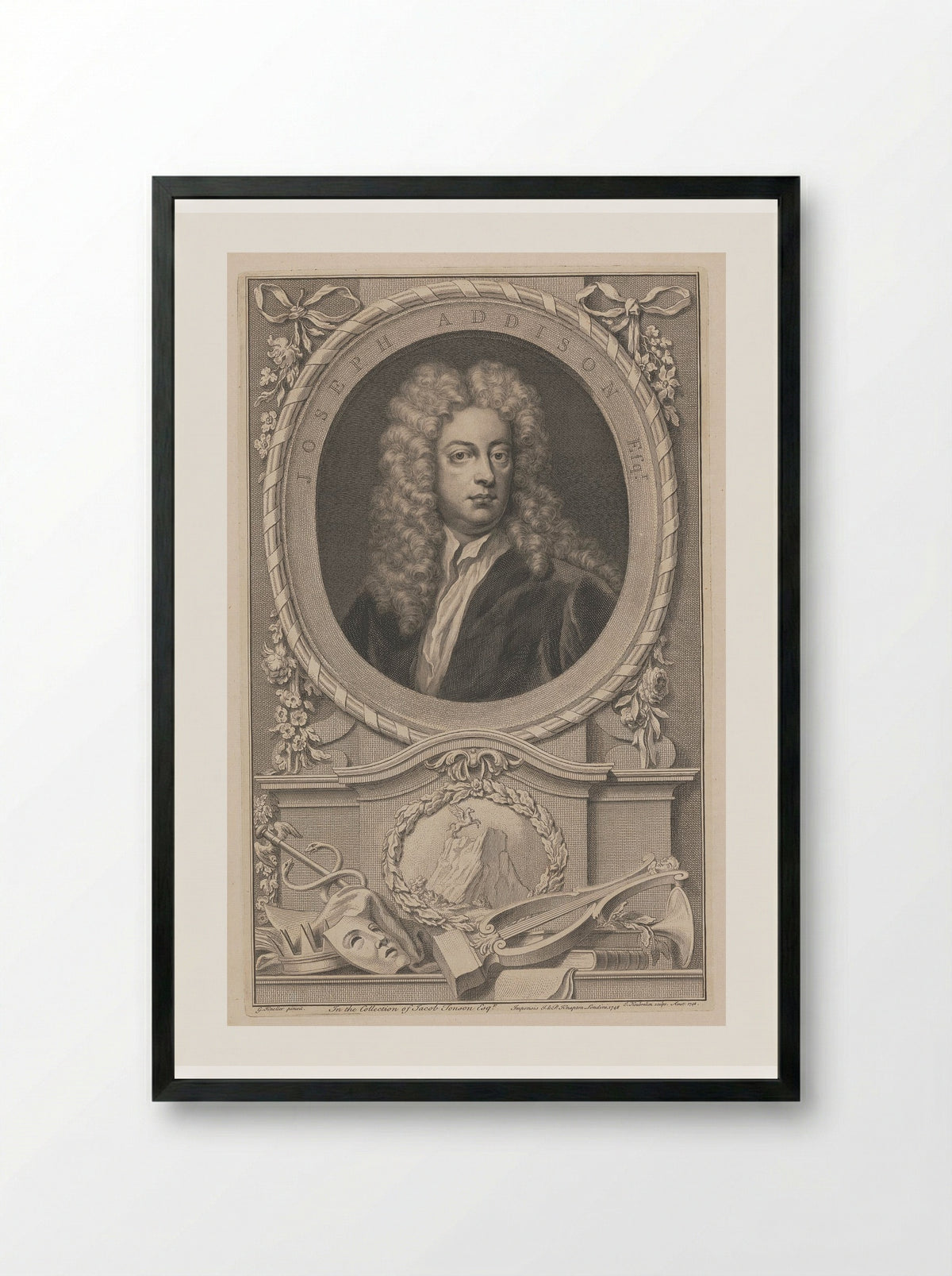 Joseph Addison - Jacobus Houbraken - Framed Print Black