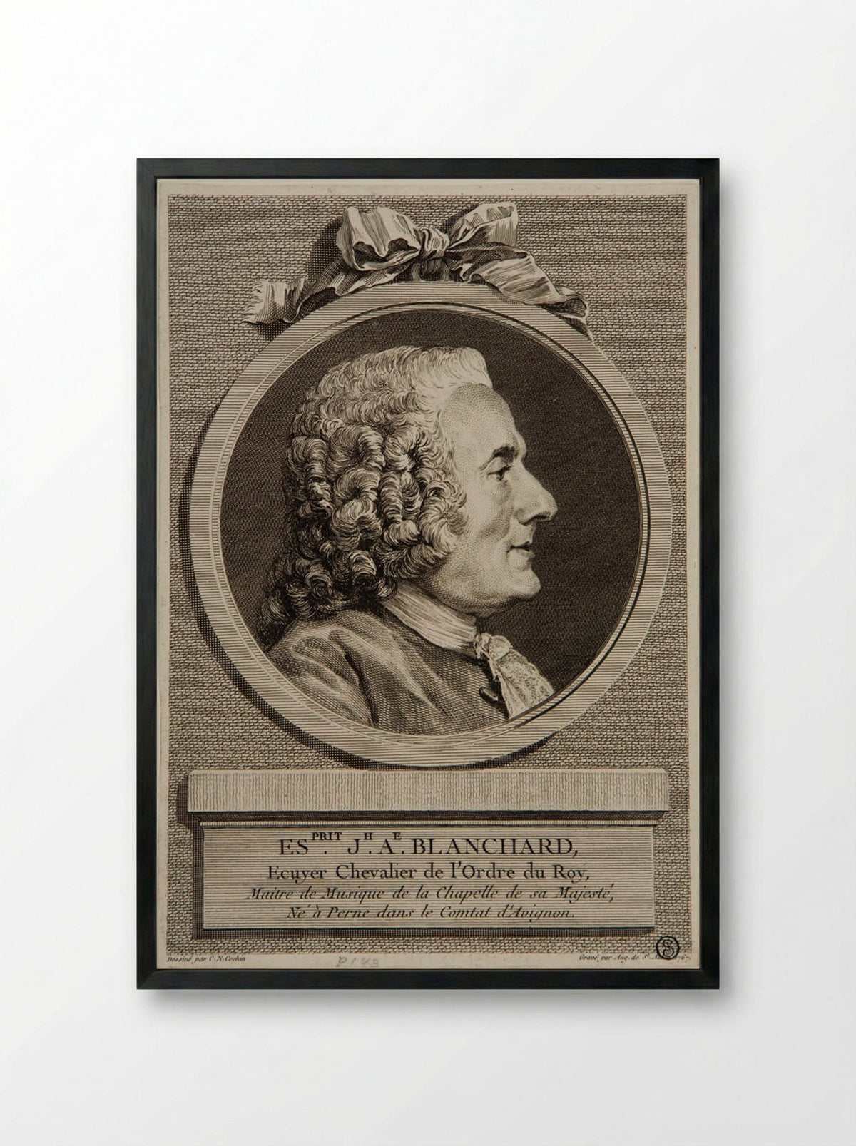 Joseph Alexandre Blanchard - Augustin de Saint-Aubin - Framed Print Black