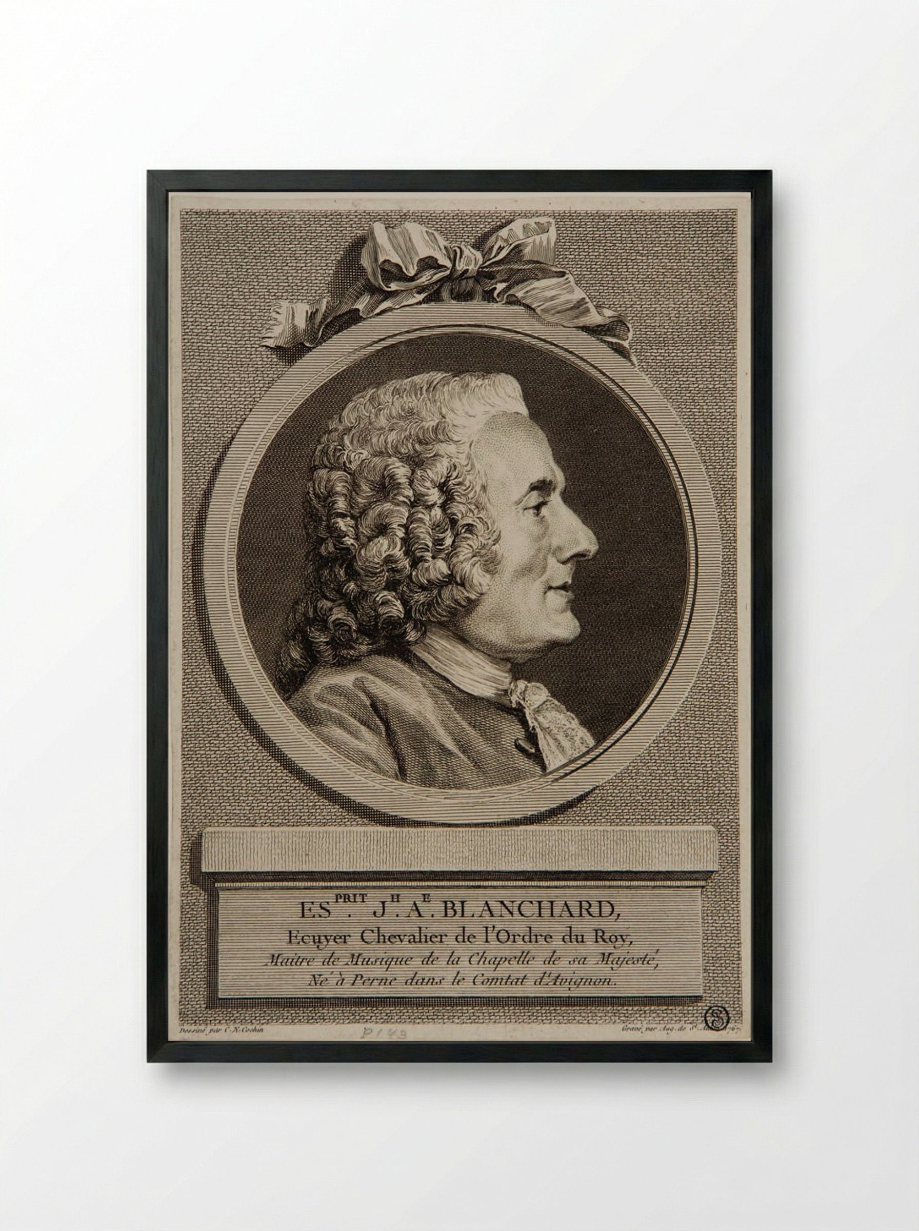 Joseph Alexandre Blanchard - Augustin de Saint-Aubin - Framed Print Black