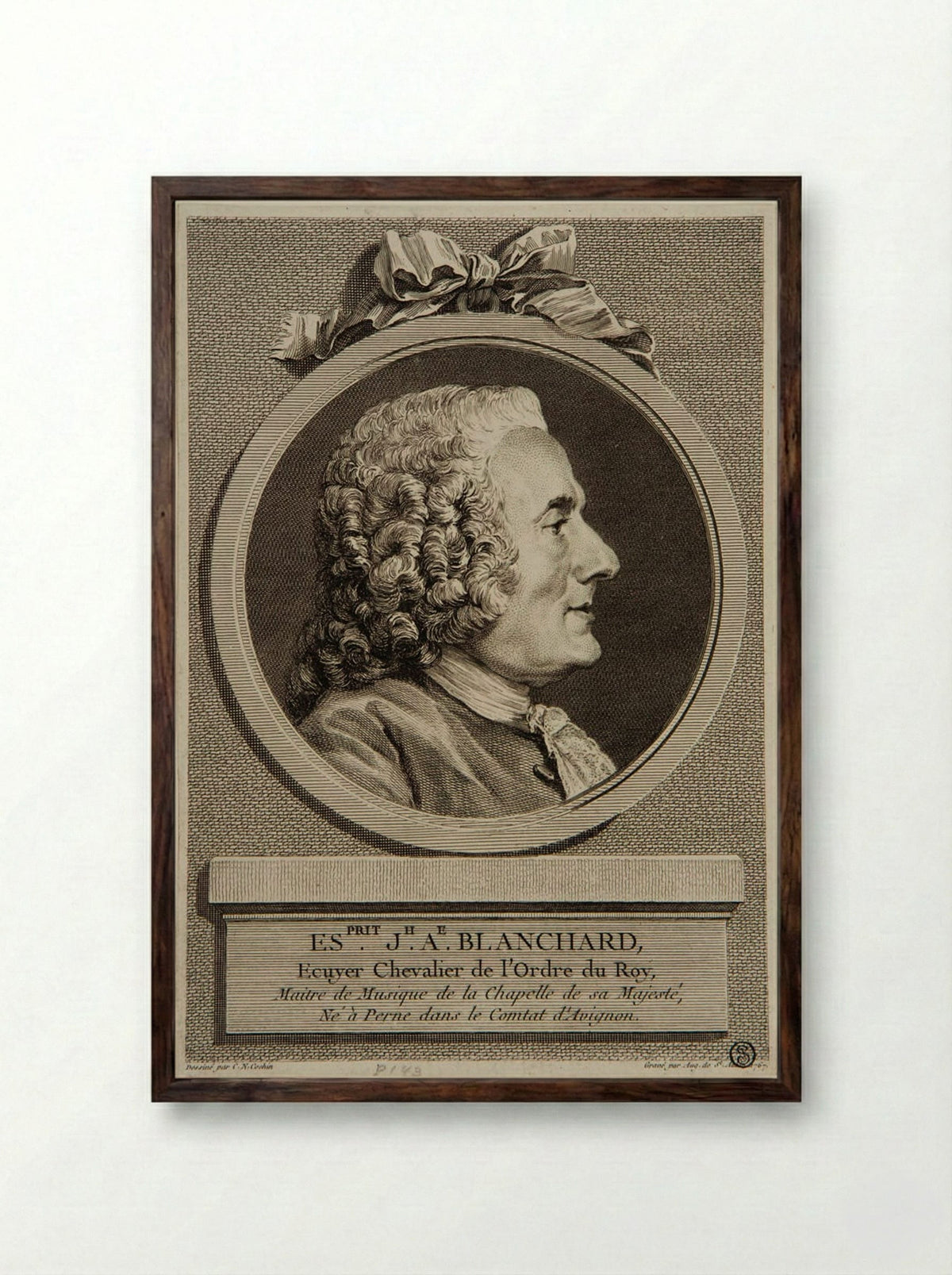 Joseph Alexandre Blanchard - Augustin de Saint-Aubin - Framed Print Dark Wood