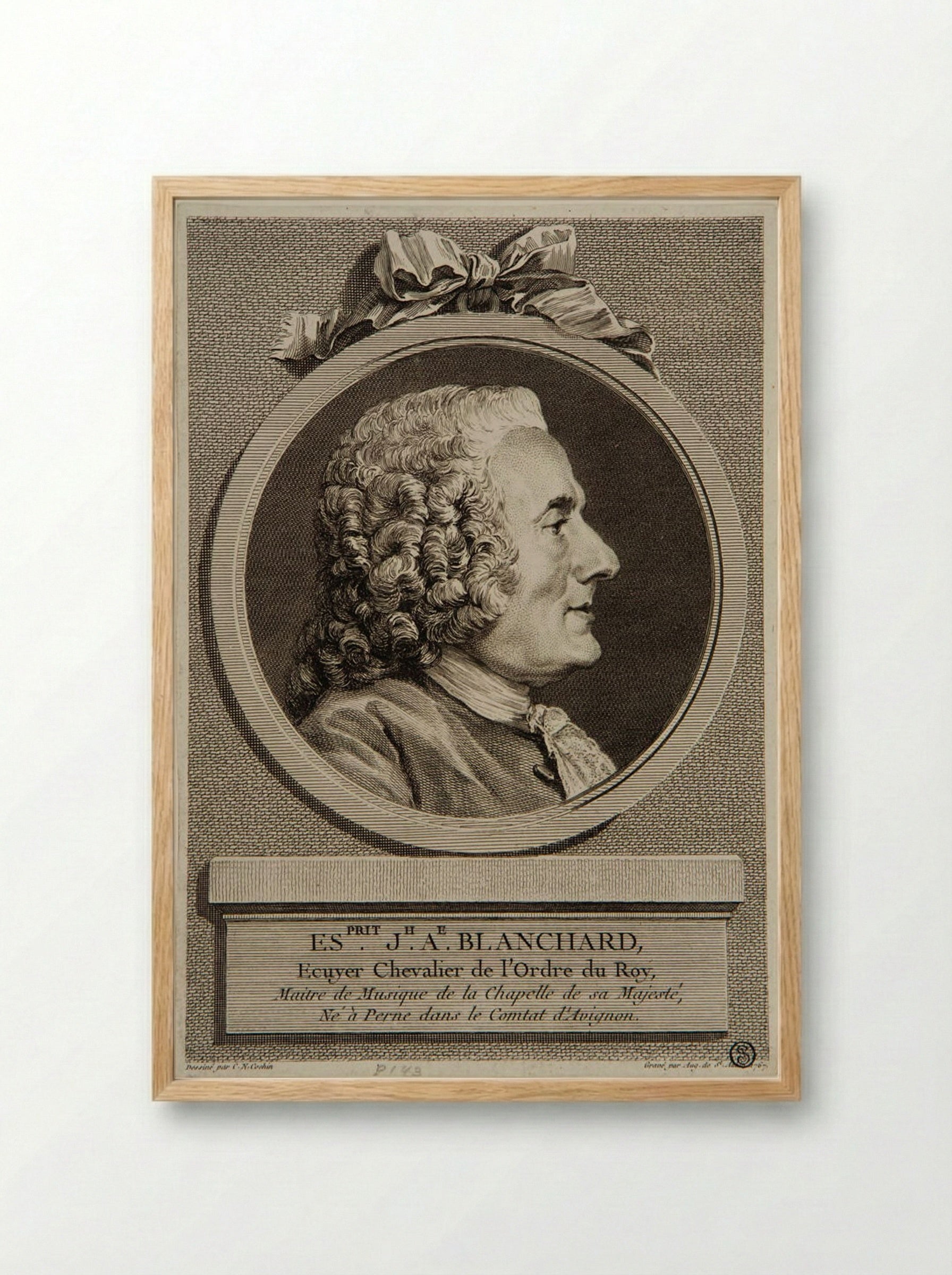 Joseph Alexandre Blanchard - Augustin de Saint-Aubin - Framed Print Wood