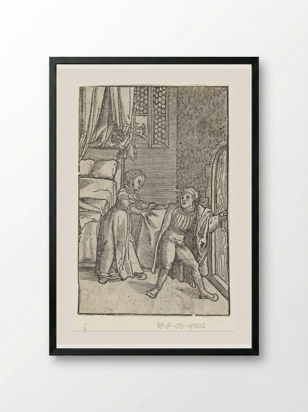 Joseph Fleeing from Potiphar's Wife - Lucas Cranach the Elder - Framed Print Black