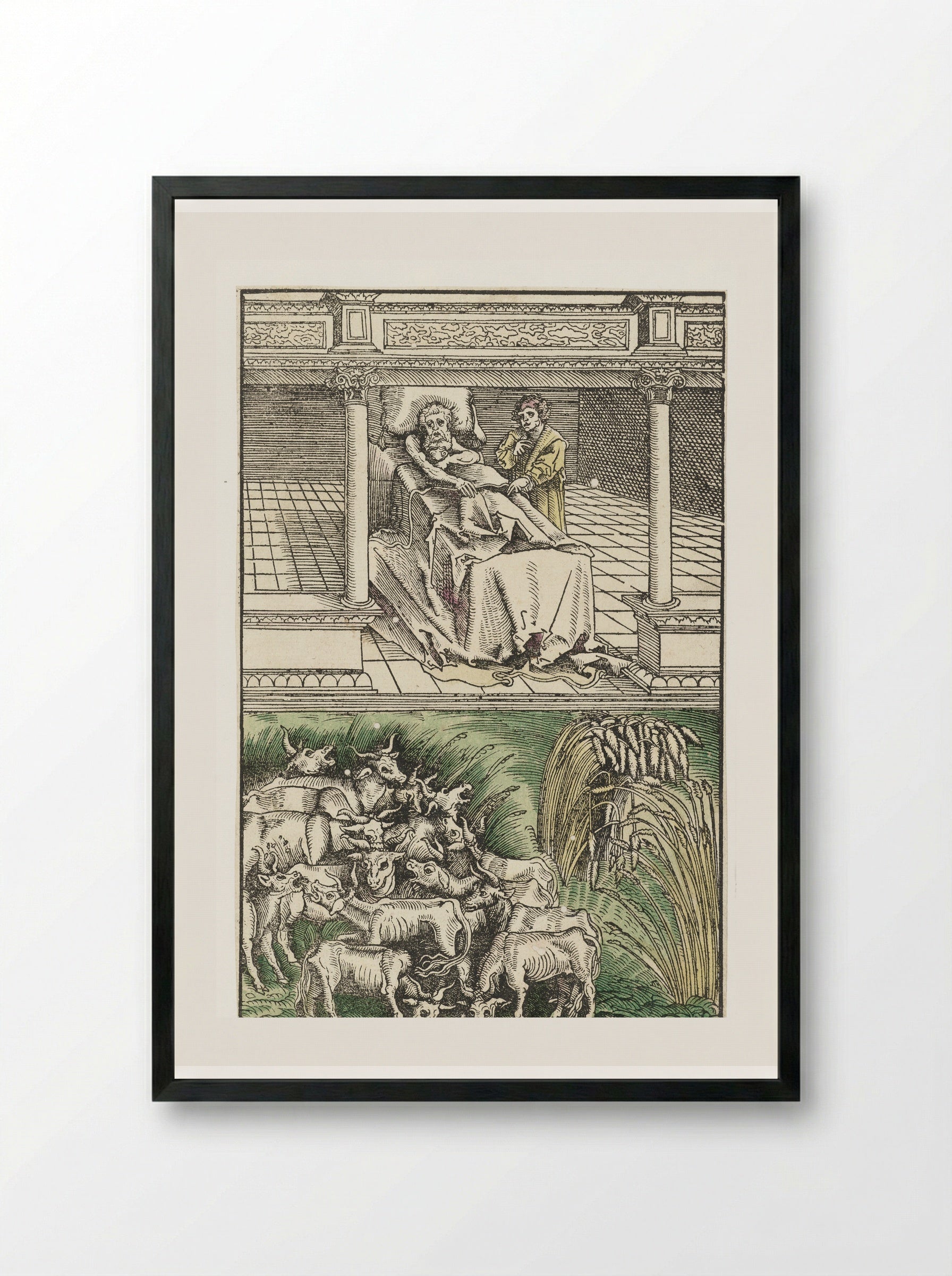 Joseph Interpreting Pharaoh's Dreams - Lucas Cranach the Elder - Framed Print Black