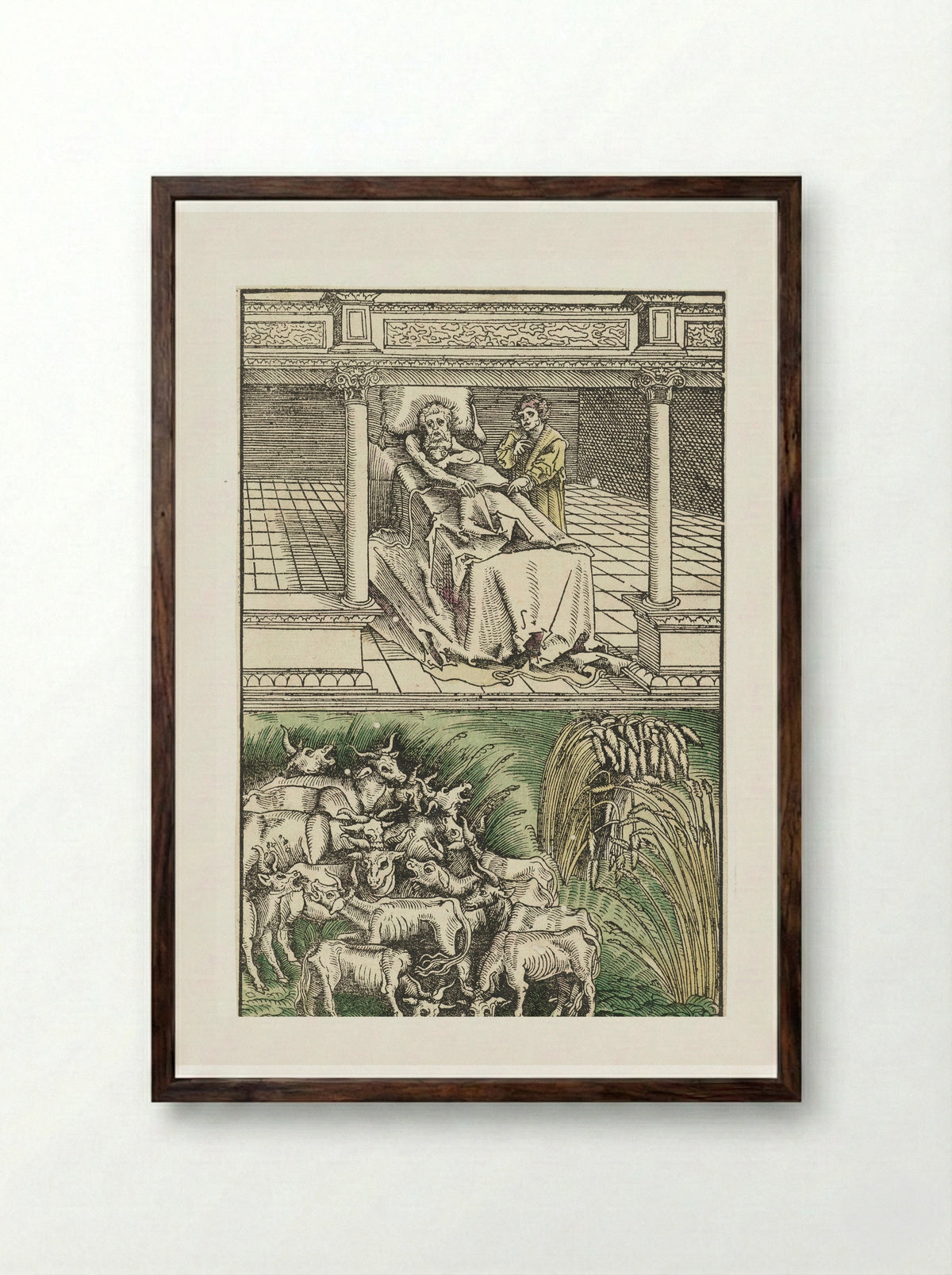 Joseph Interpreting Pharaoh's Dreams - Lucas Cranach the Elder - Framed Print Dark Wood