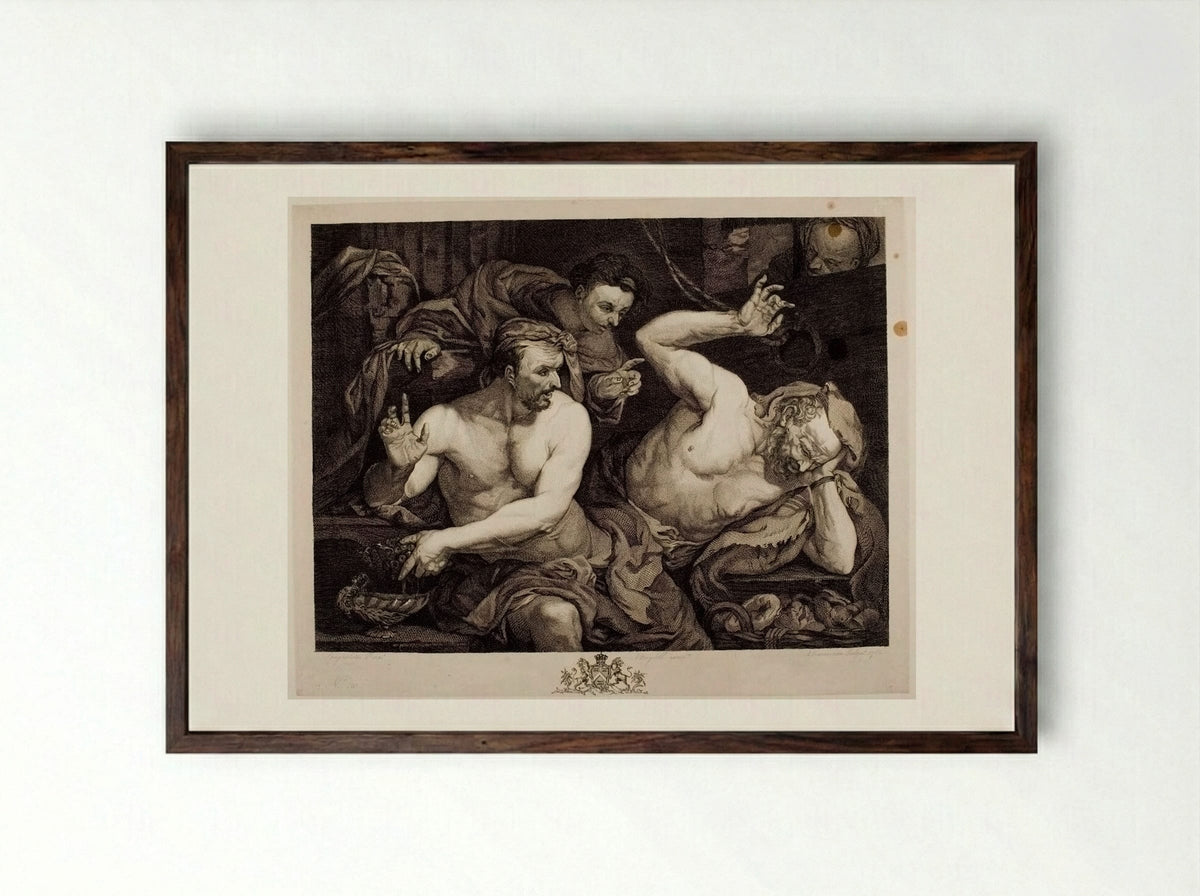 Joseph Interpreting the Dreams of Pharaoh's Butler and Baker - Alexander Bannerman - Framed Print Dark Wood