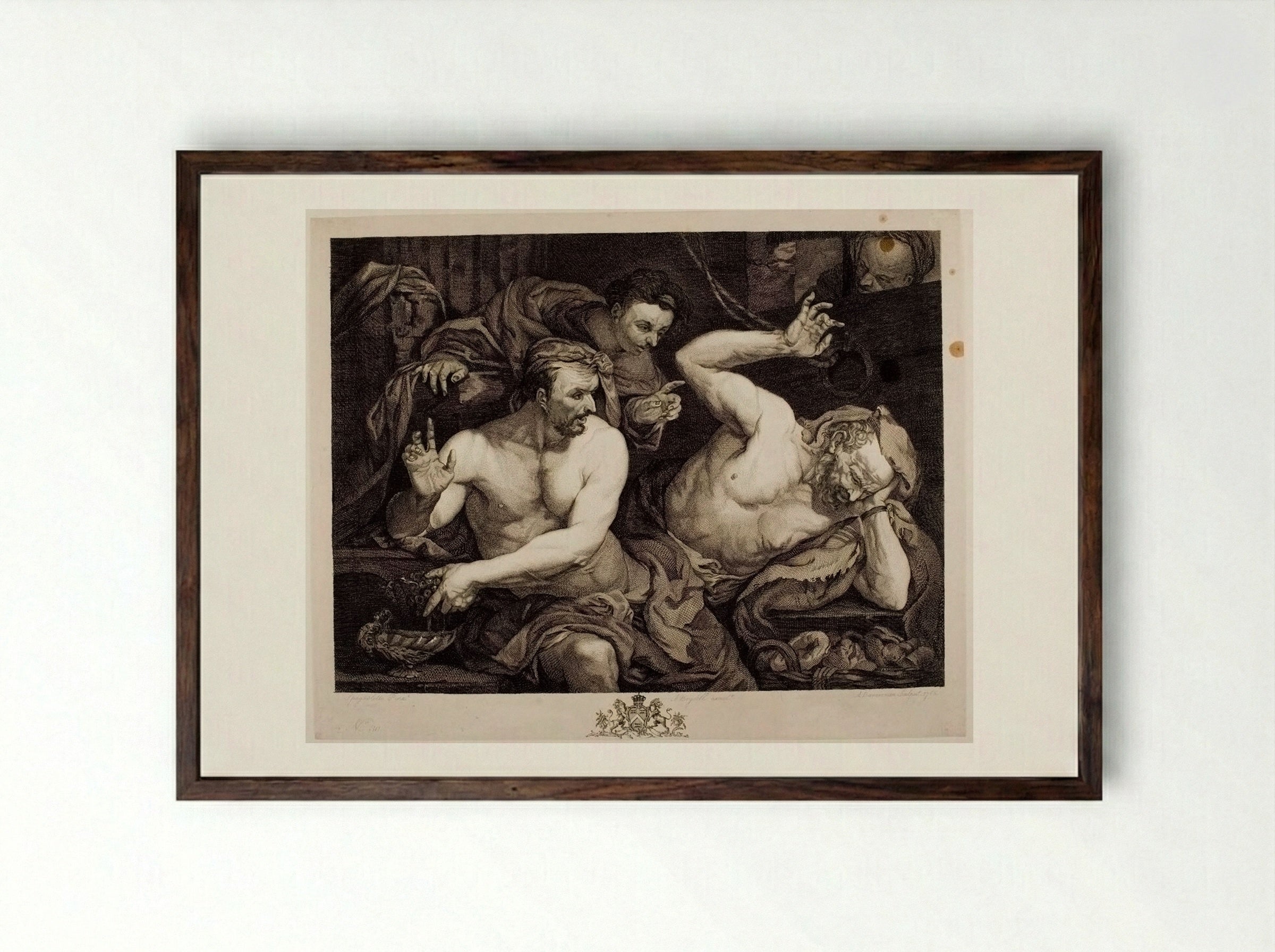 Joseph Interpreting the Dreams of Pharaoh's Butler and Baker - Alexander Bannerman - Framed Print Dark Wood