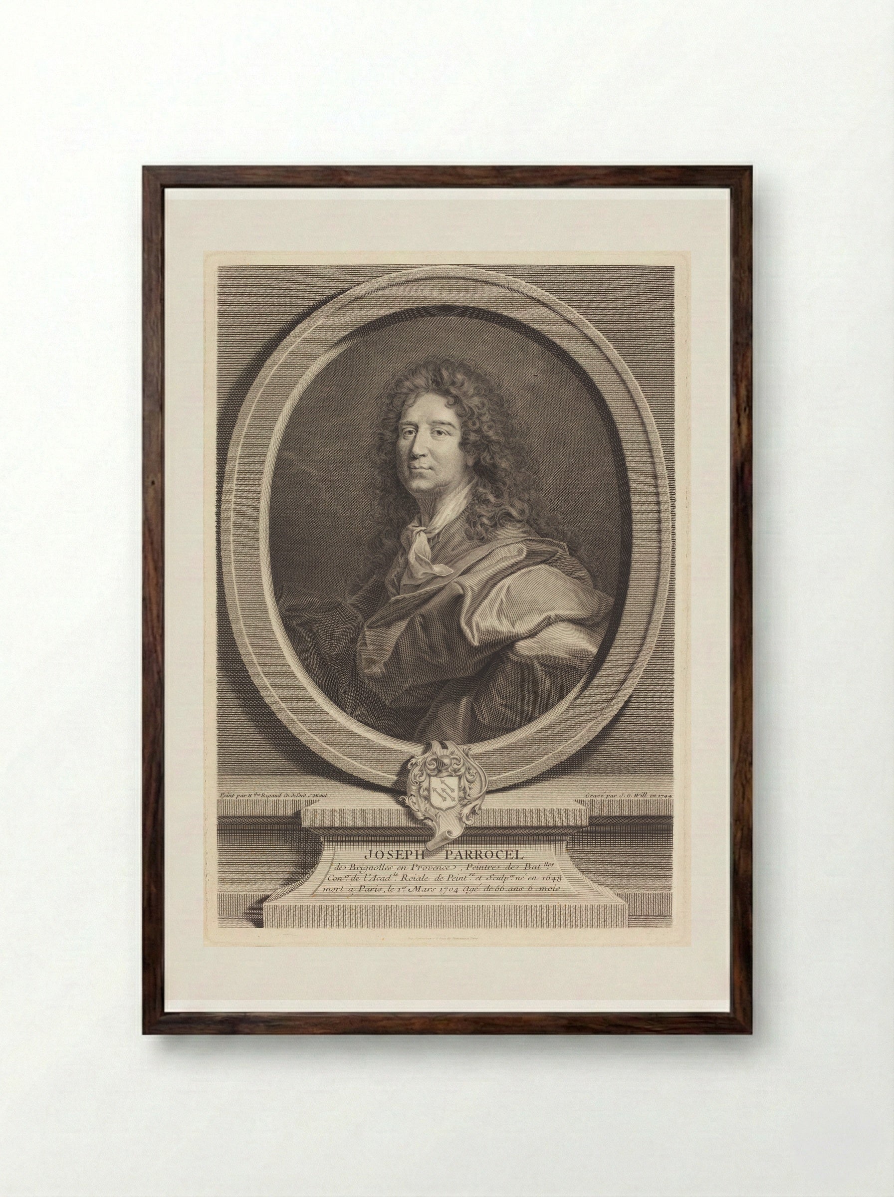 Joseph Parrocel - Johann Georg Wille - Framed Print Dark Wood