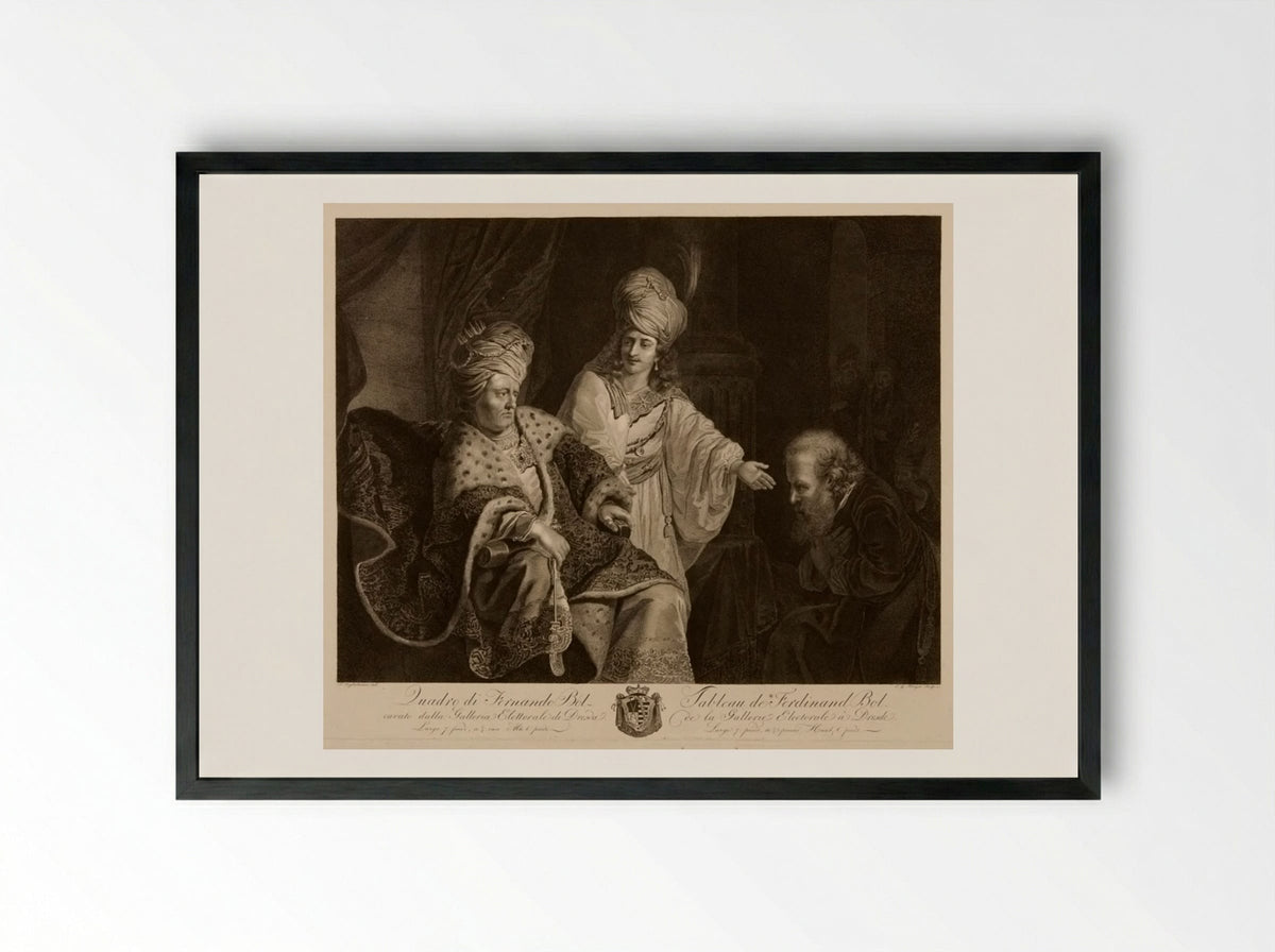 Joseph Presenting His Father to Pharaoh - Ephraim Gottlieb Krüger - Framed Print Black