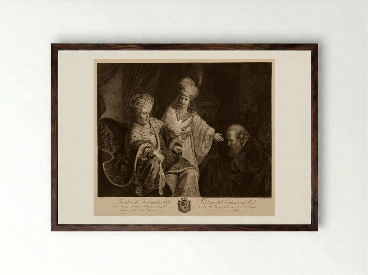 Joseph Presenting His Father to Pharaoh - Ephraim Gottlieb Krüger - Framed Print Dark Wood