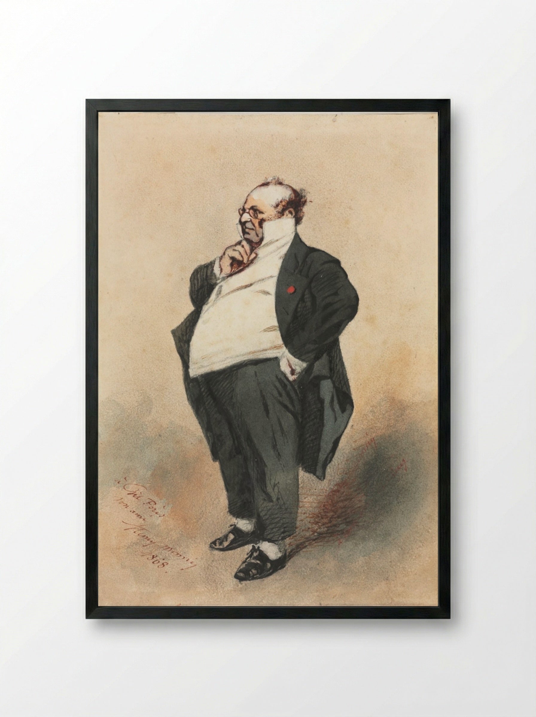 Joseph Prud'homme Standing - Henry Bonaventure Monnier - Framed Print Black