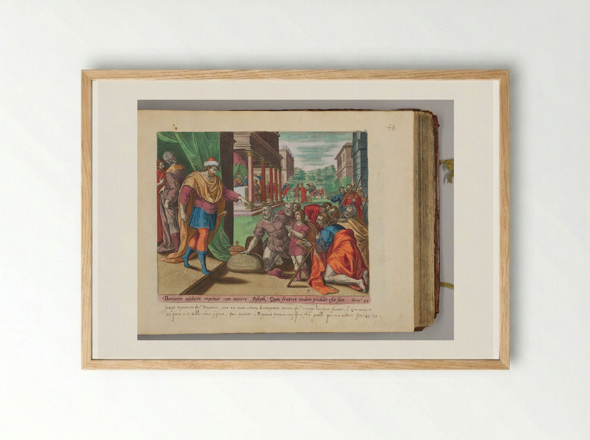 Joseph Receives His Brothers and Benjamin - Hans Collaert the Elder - Framed Print Wood